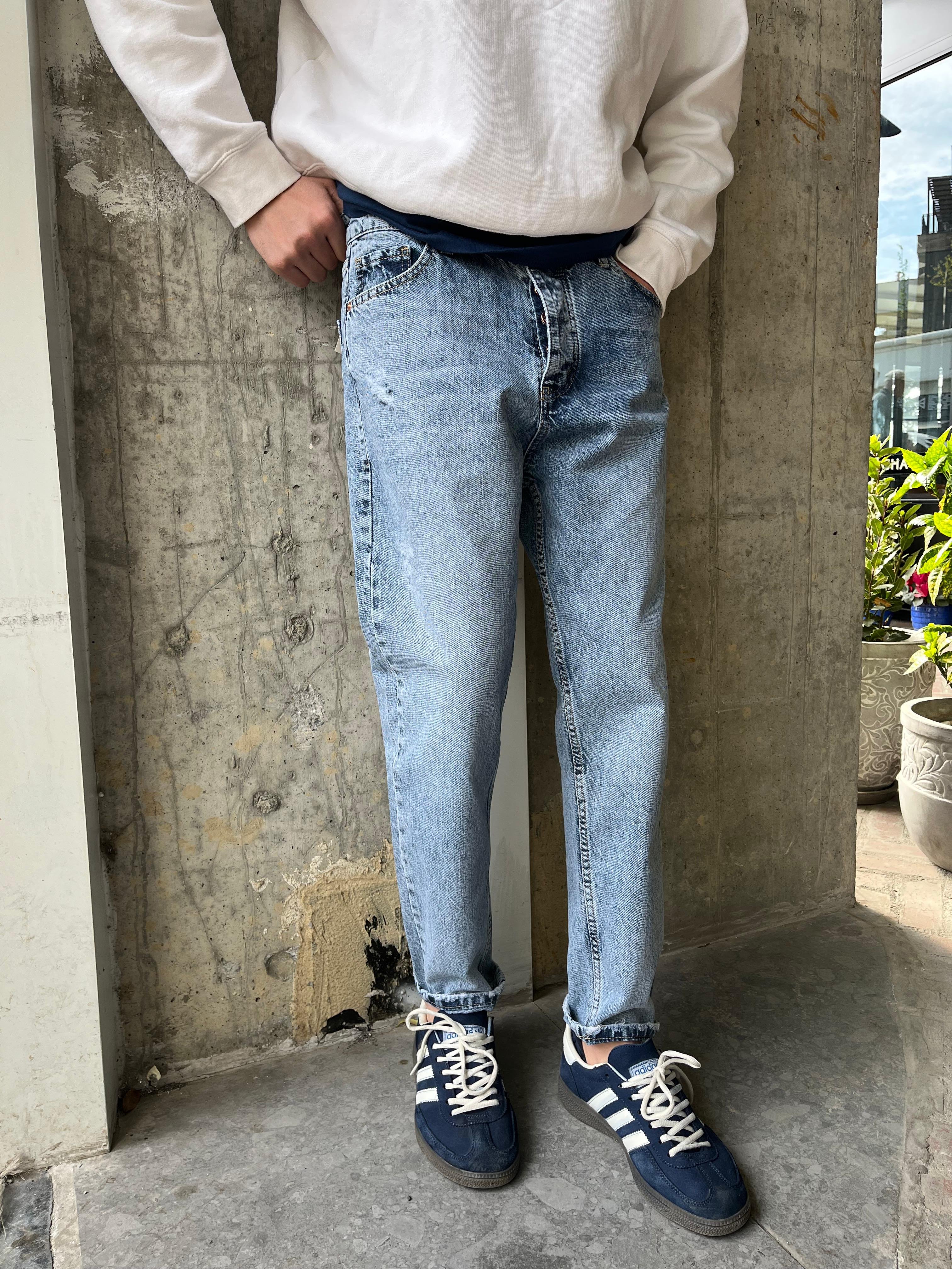 MAVİ TAŞLANMIŞ BOYFRİEN JEAN - MAVİ