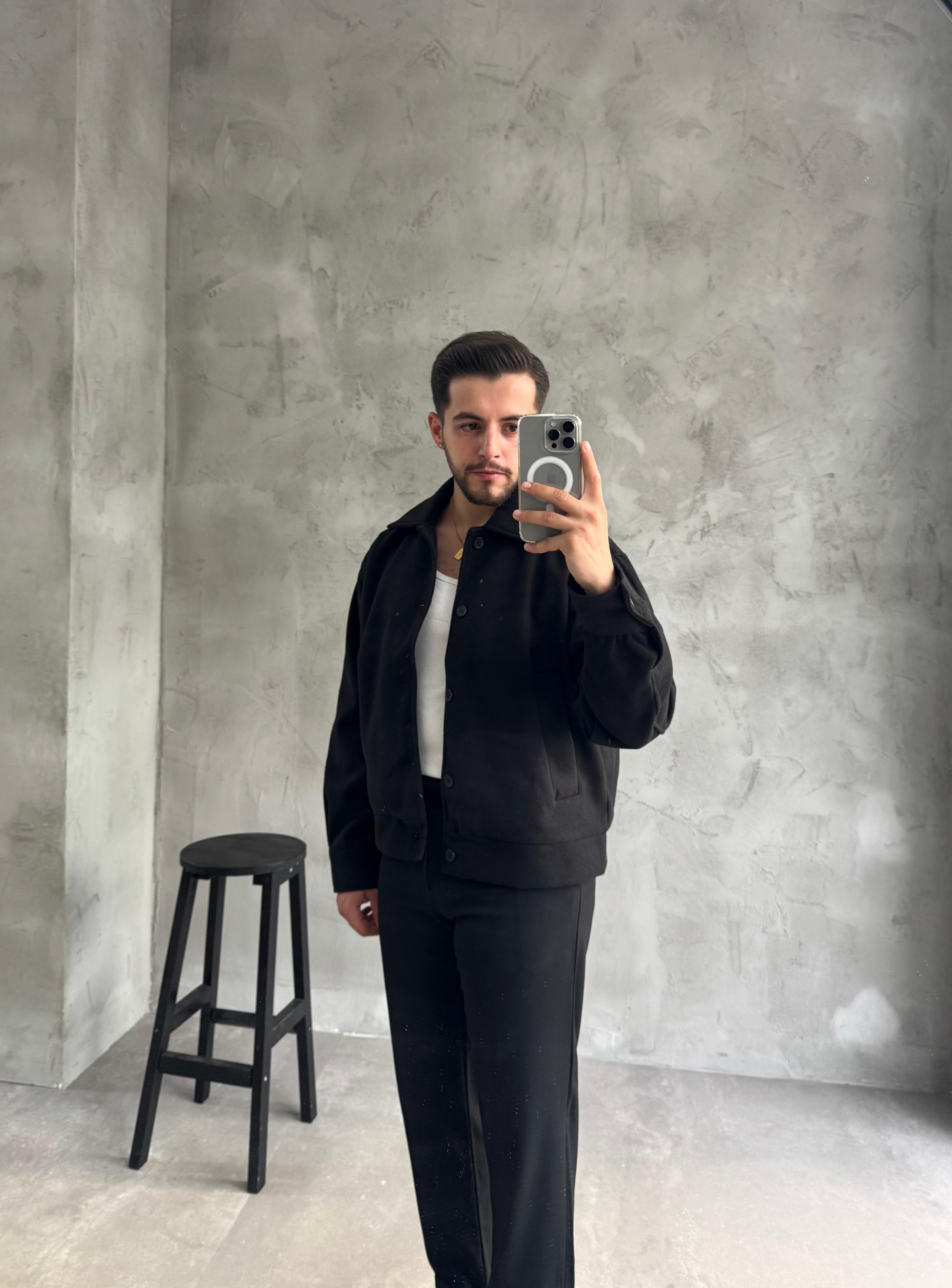 Siyah Premium Kaşe Ceket