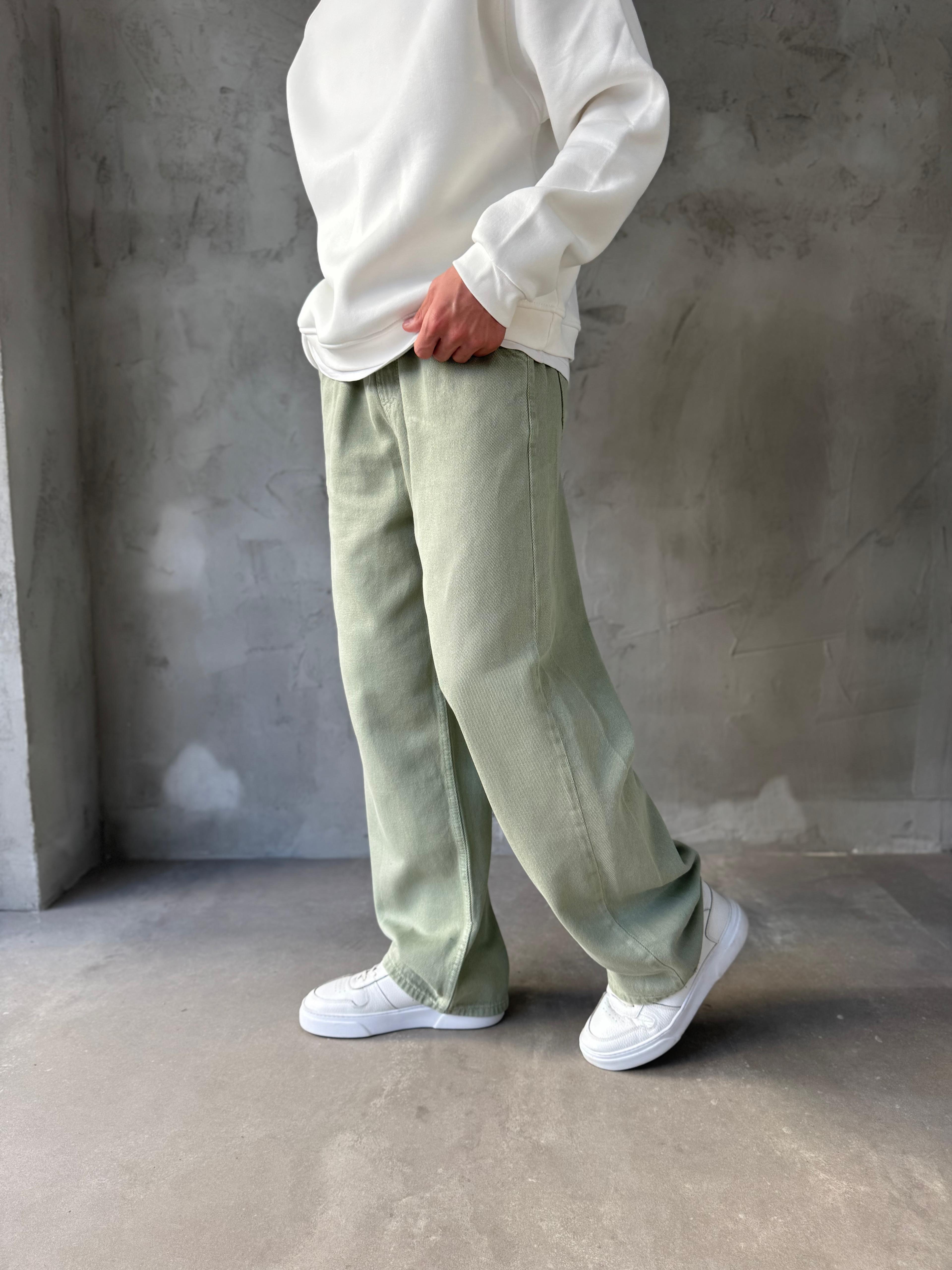 GABARDİN KUMAŞ BAGGY KALIP PANTOLON - HAKİ