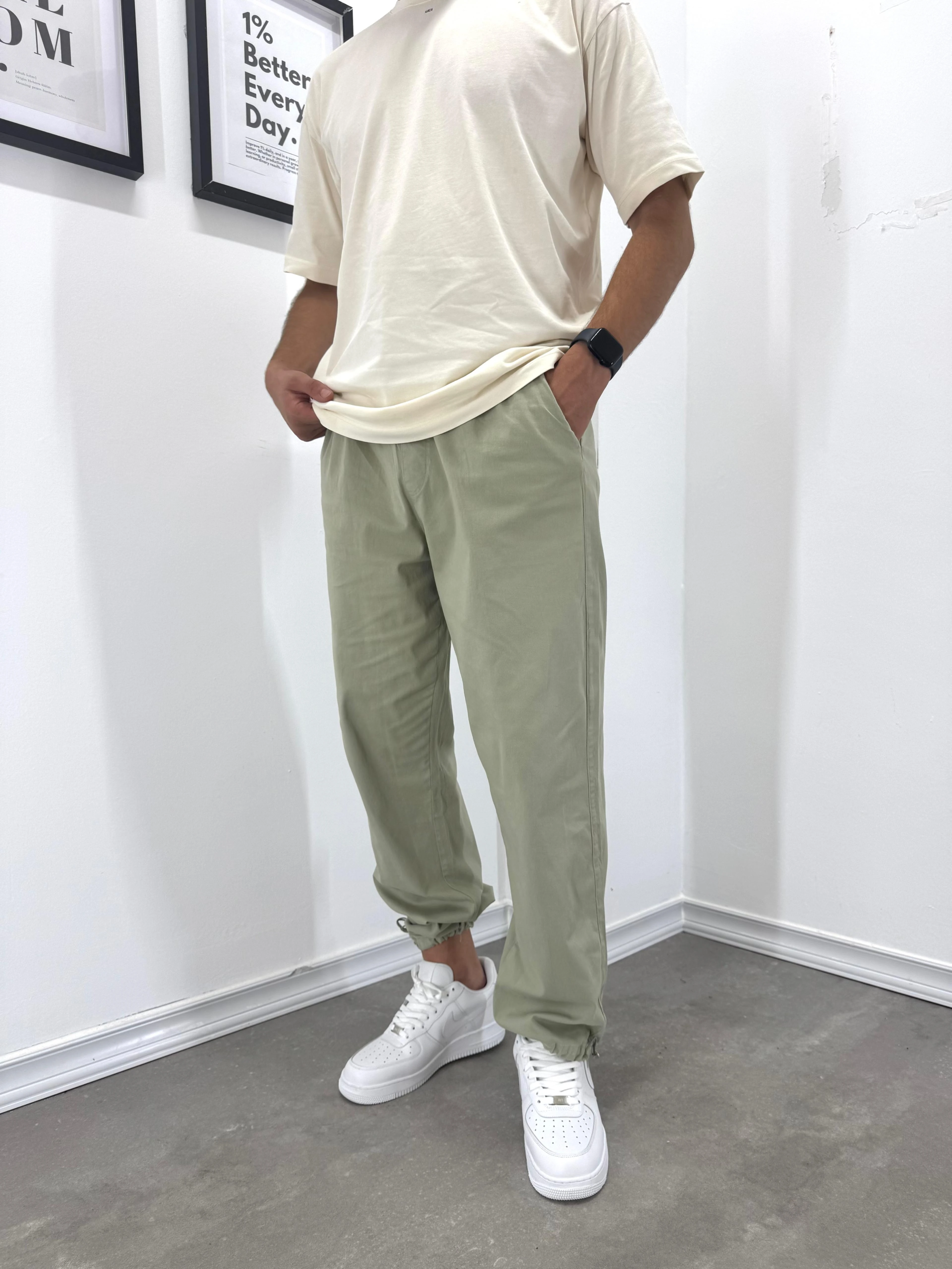 AYARLANABİLİR PAÇA BOL KALIP PANTOLON - HAKİ