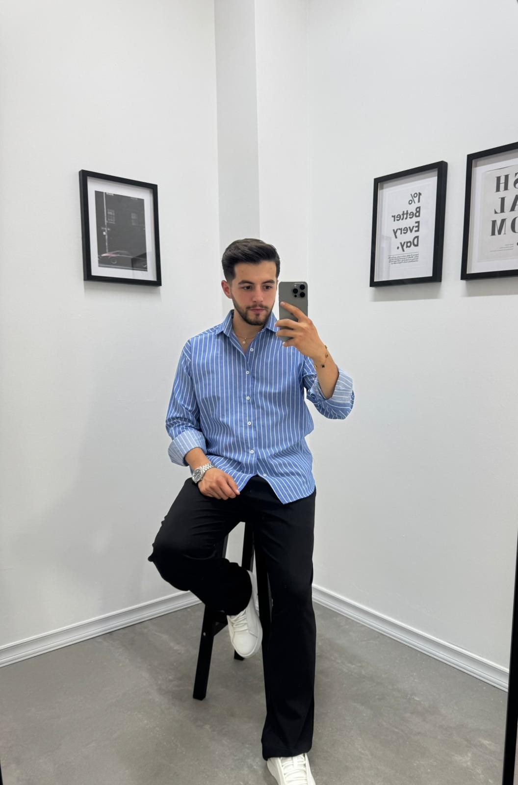 OVERSIZE ÇİZGİLİ GÖMLEK