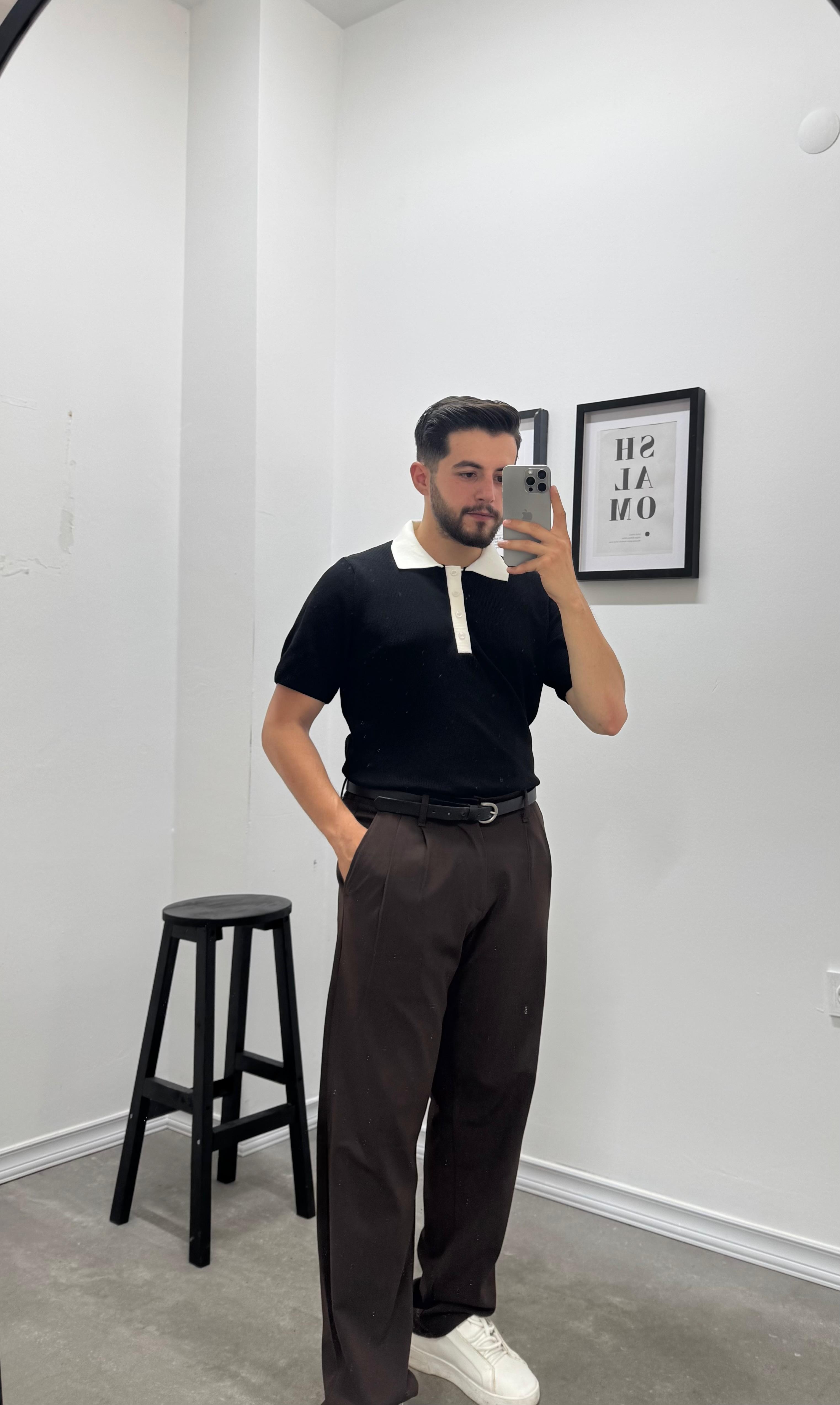 OLD MONEY POLO YAKA TRİKO - SİYAH
