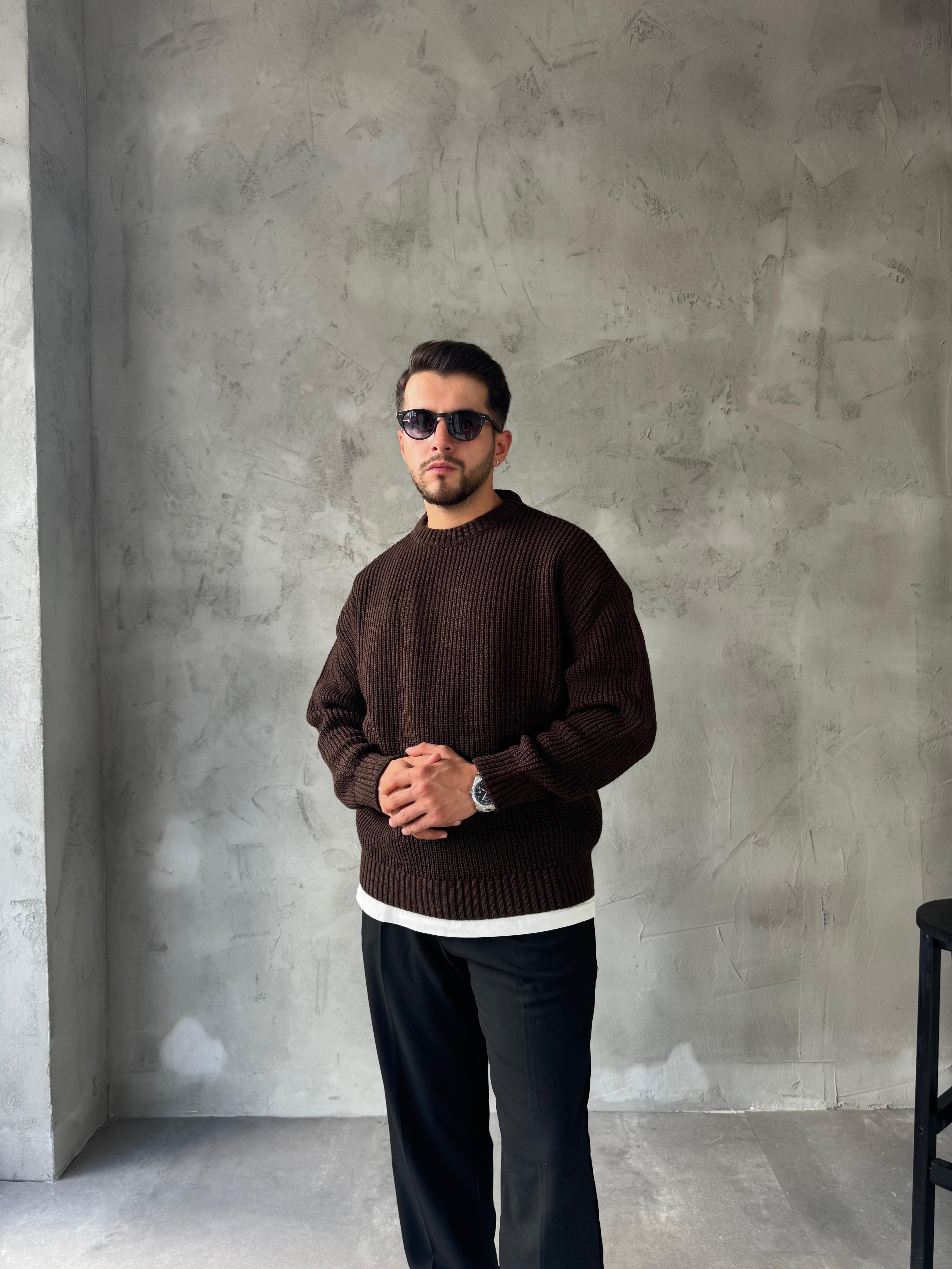 Kahve Basic Triko Kazak