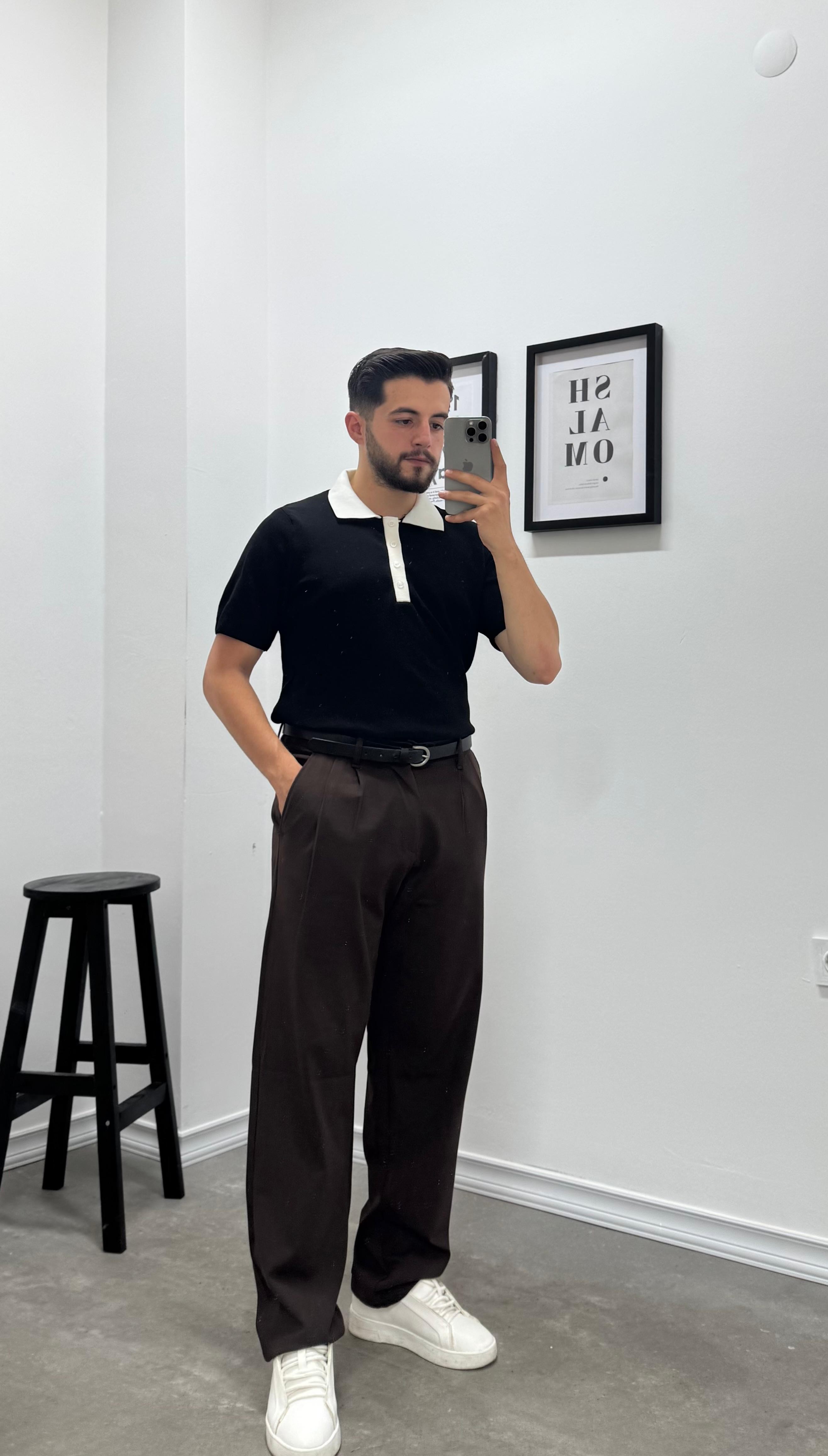 OLD MONEY POLO YAKA TRİKO - SİYAH
