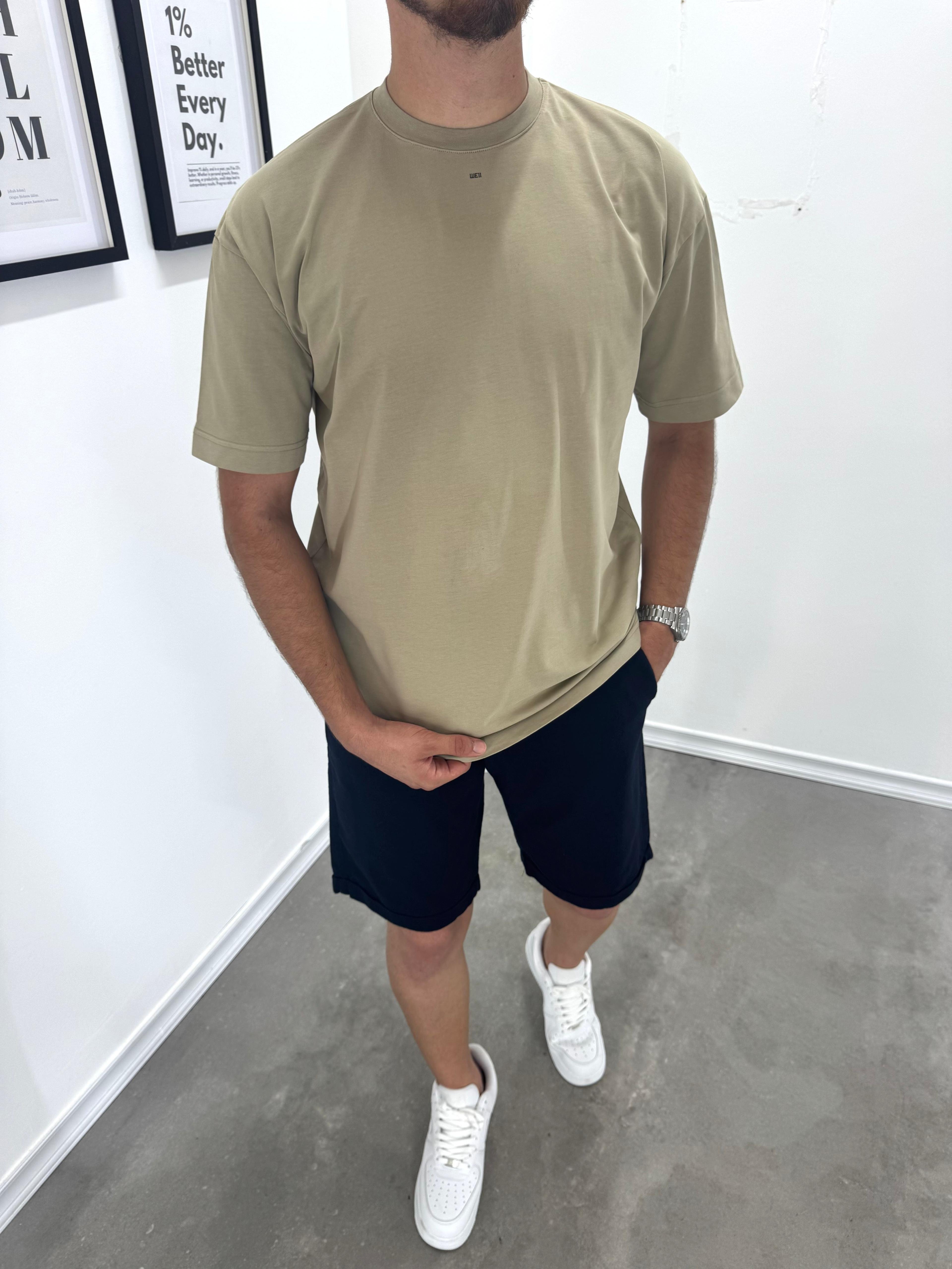 OVERSİZE BASIC T-SHIRT - BEJ