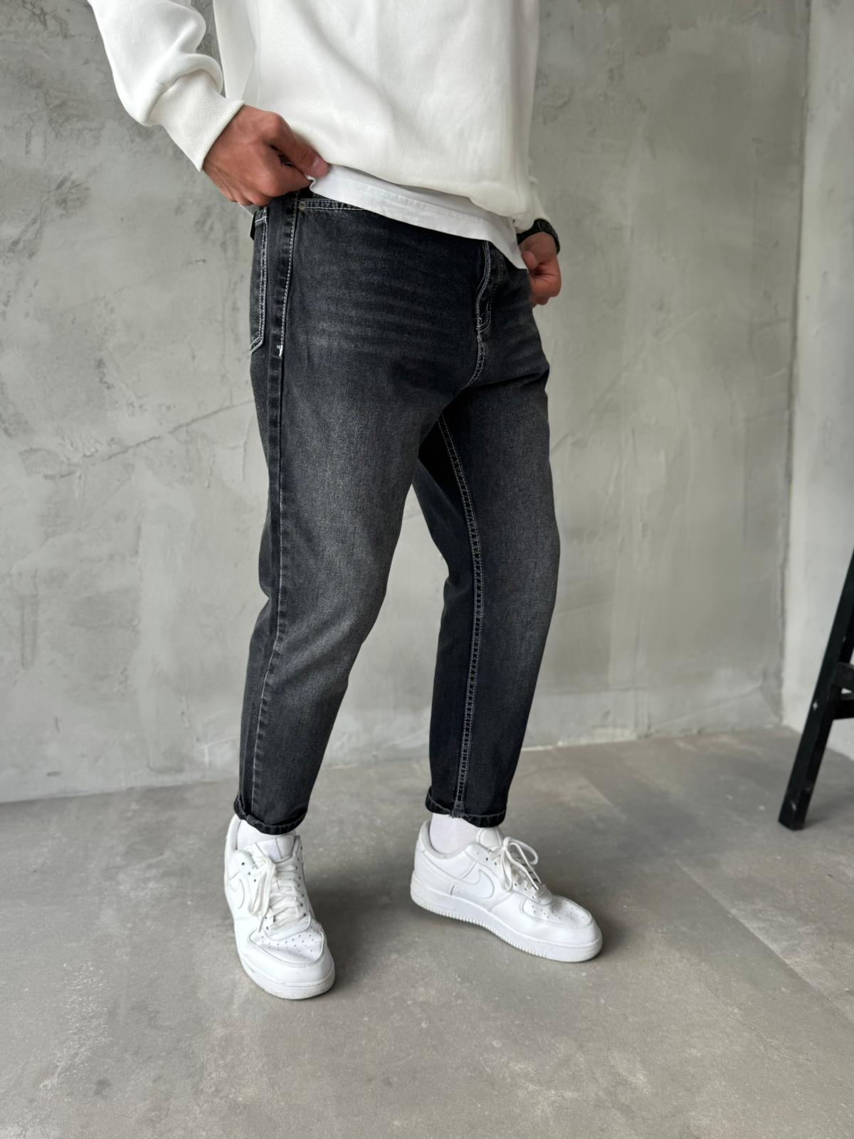 Antrasit Dikiş Detaylı Boyfriend Jean