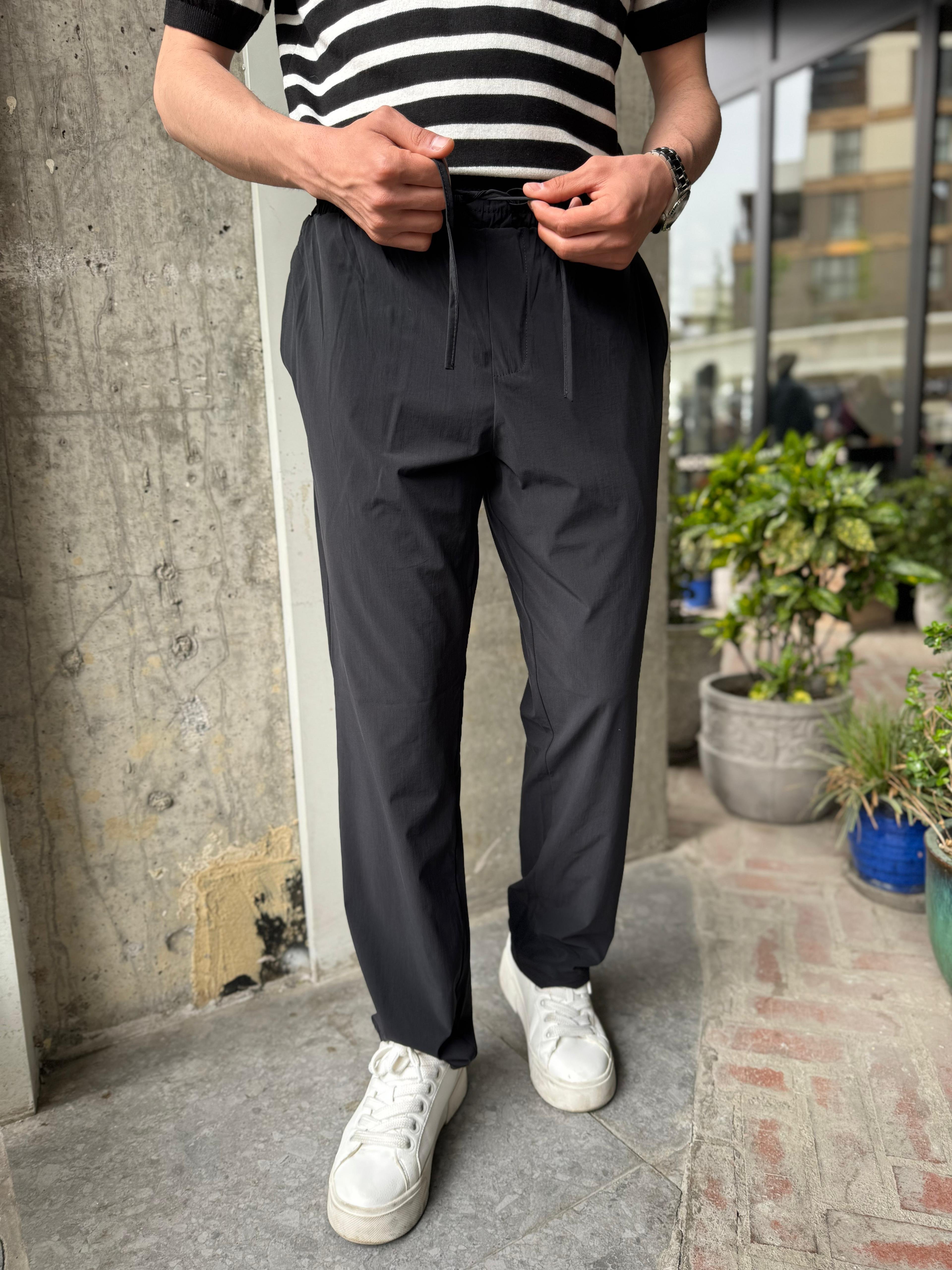 PARAŞÜT KUMAŞ İNCE JOGGER  - SİYAH