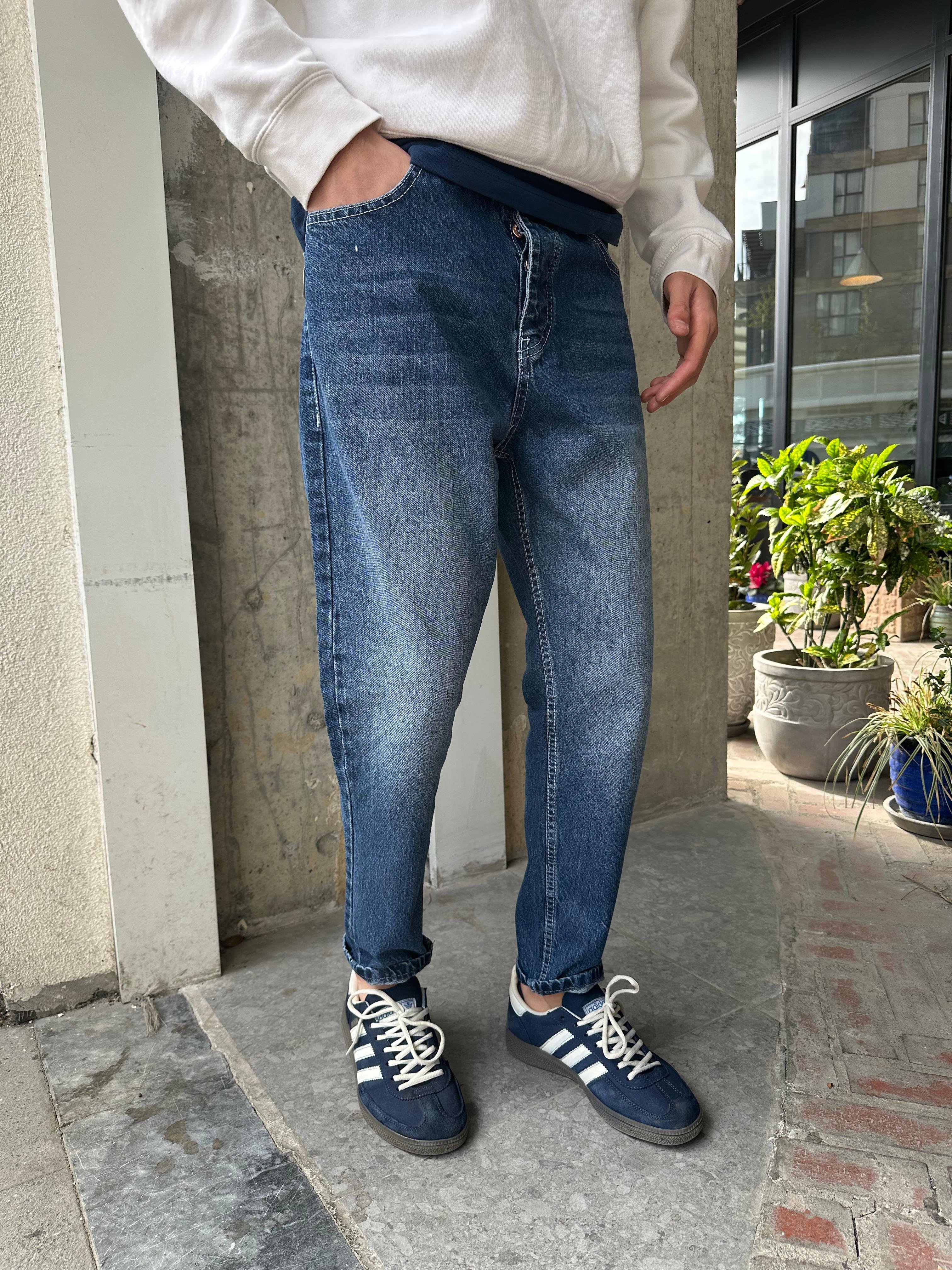 MAVİ EFEKTLİ BOYFRİEN JEAN - MAVİ
