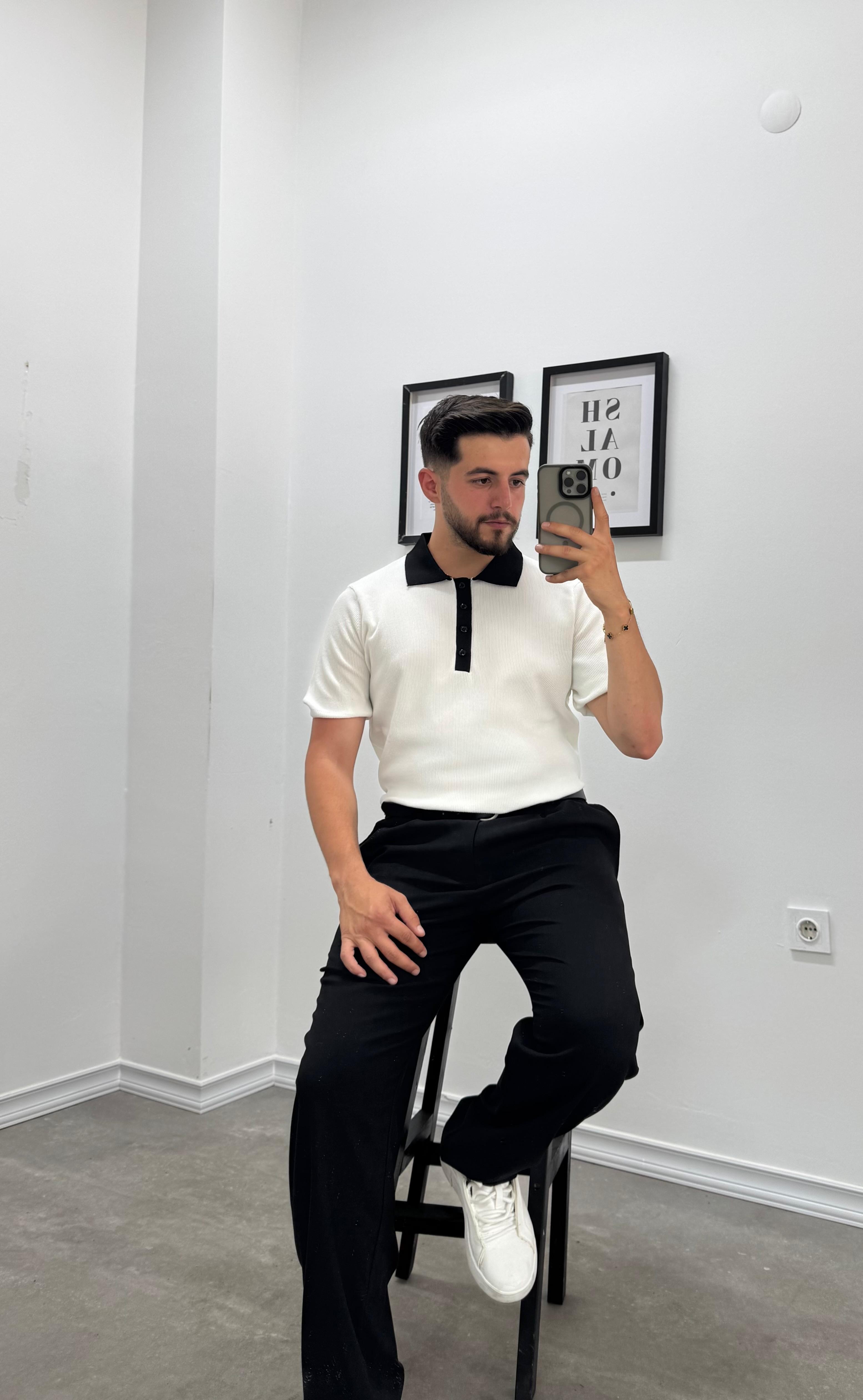 OLD MONEY POLO YAKA TRİKO - BEYAZ