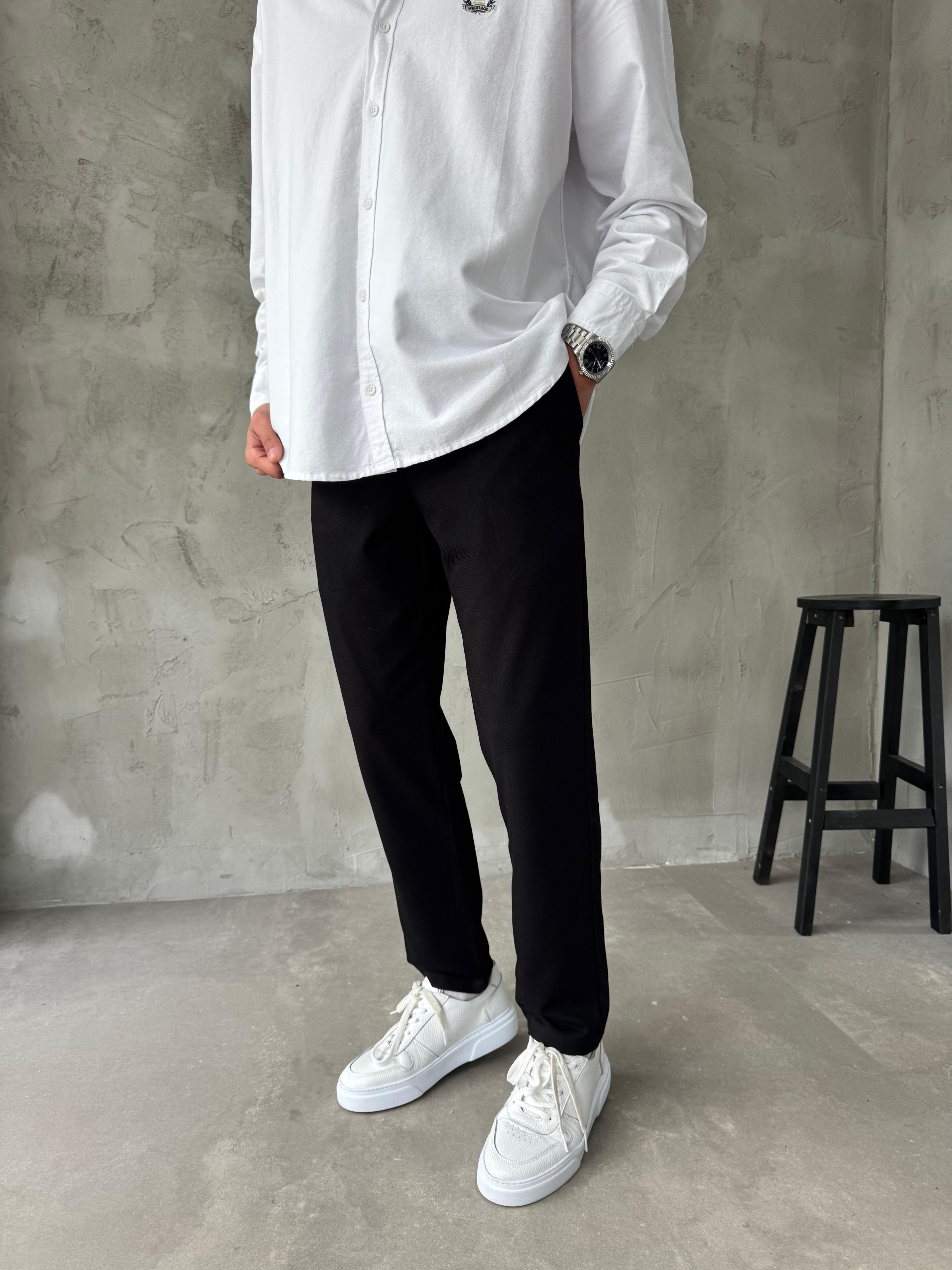 Giesto Siyah Gabardin Kumaş Regular Kalıp Pantolon