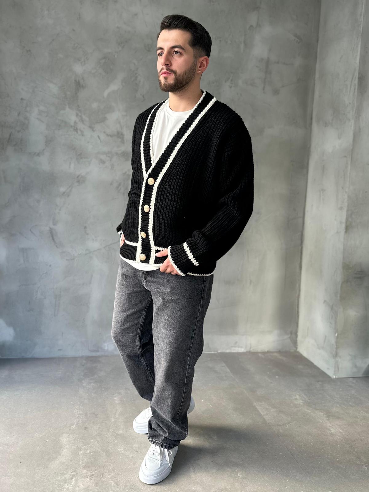 Giesto Özel Seri Old Money Siyah Örme Hırka