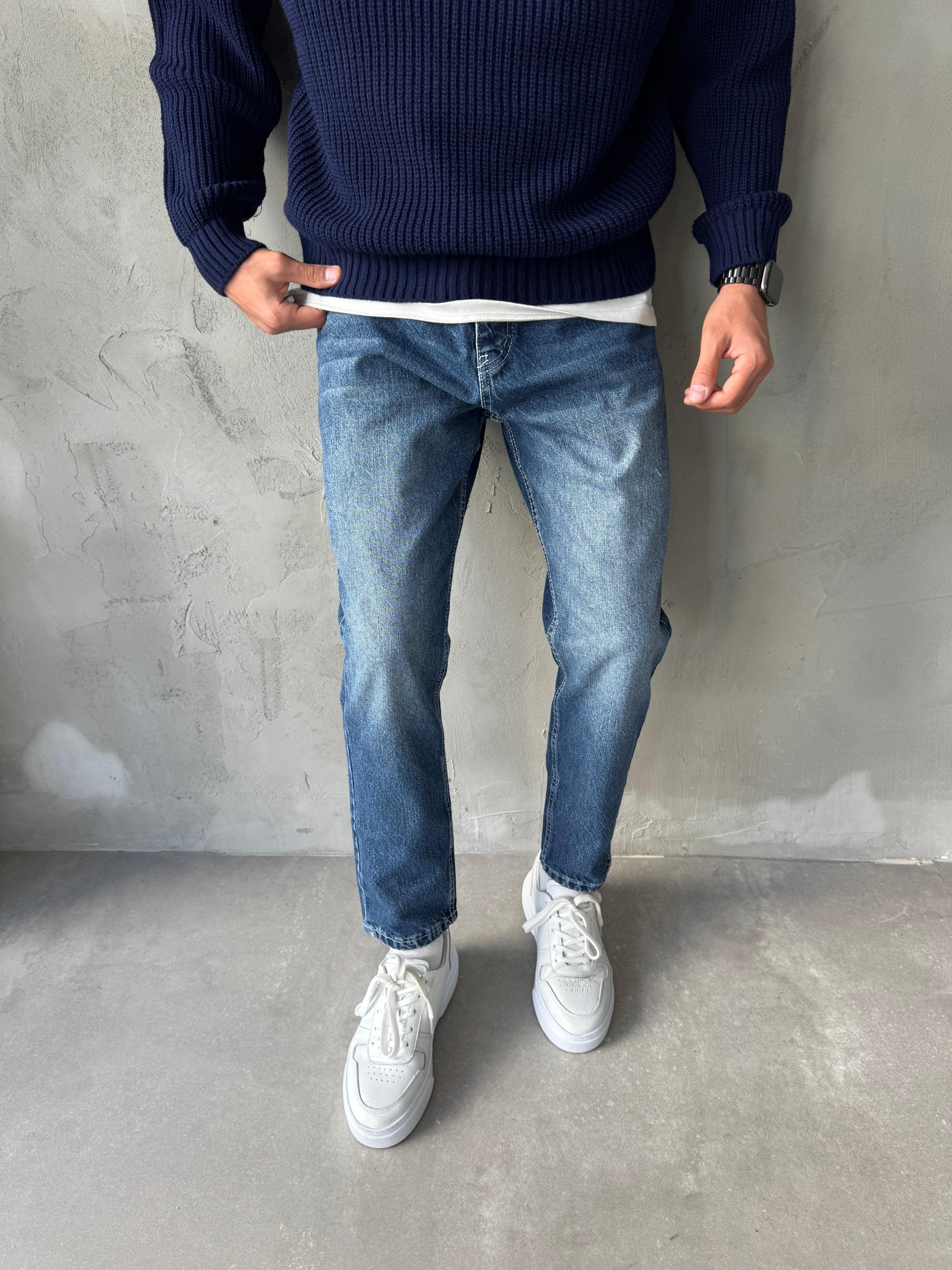 Mavi Efektli Premium Boyfriend Jean  - MAVİ