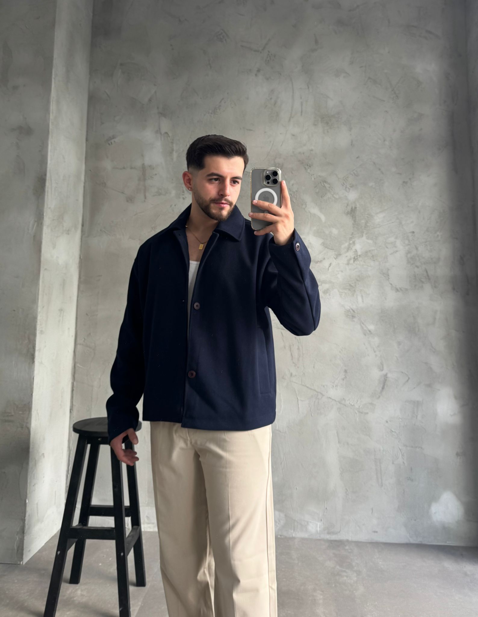 Lacivert Premium Kaşe Ceket