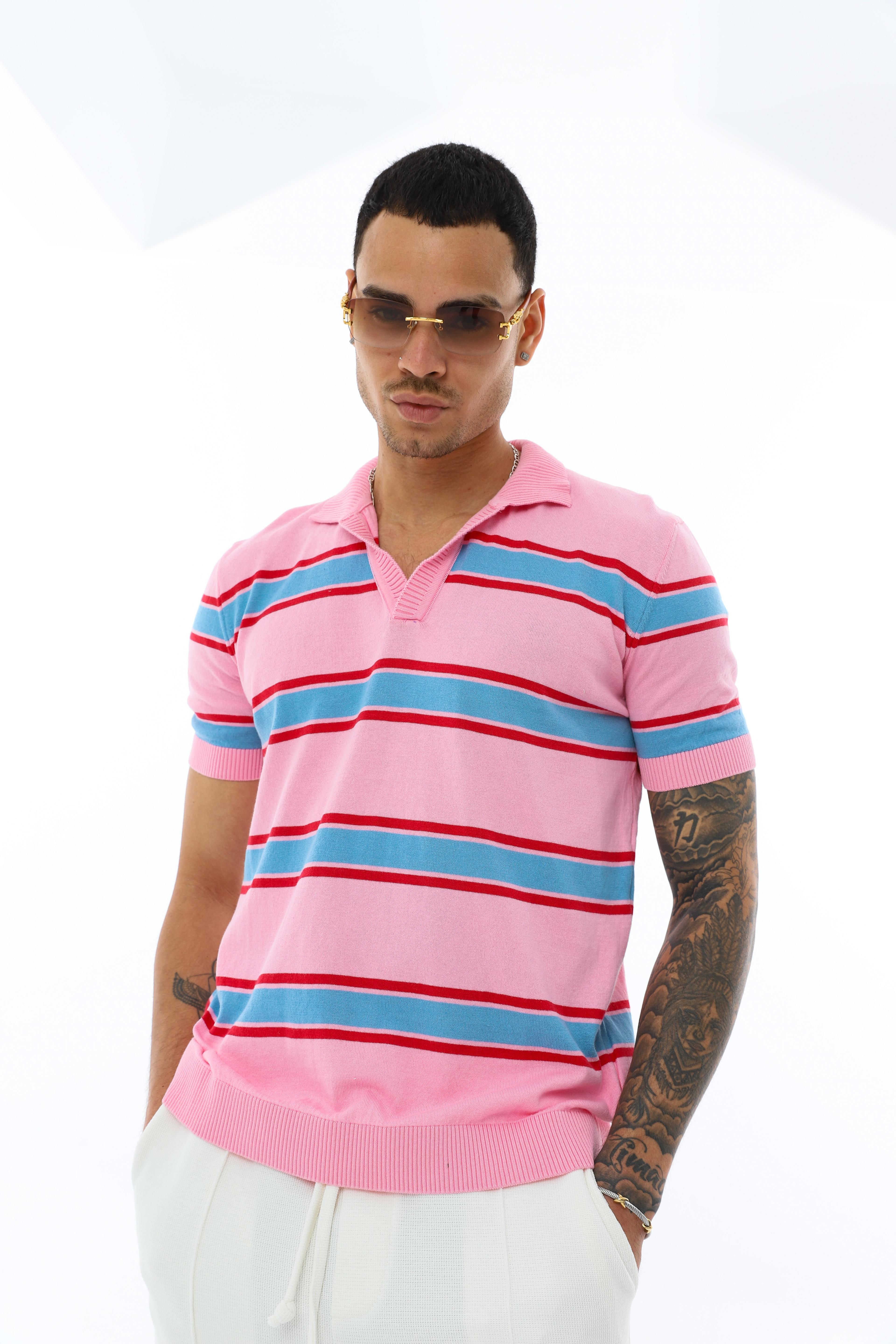 POLO YAKA TRİKO T-SHIRT - PEMBE