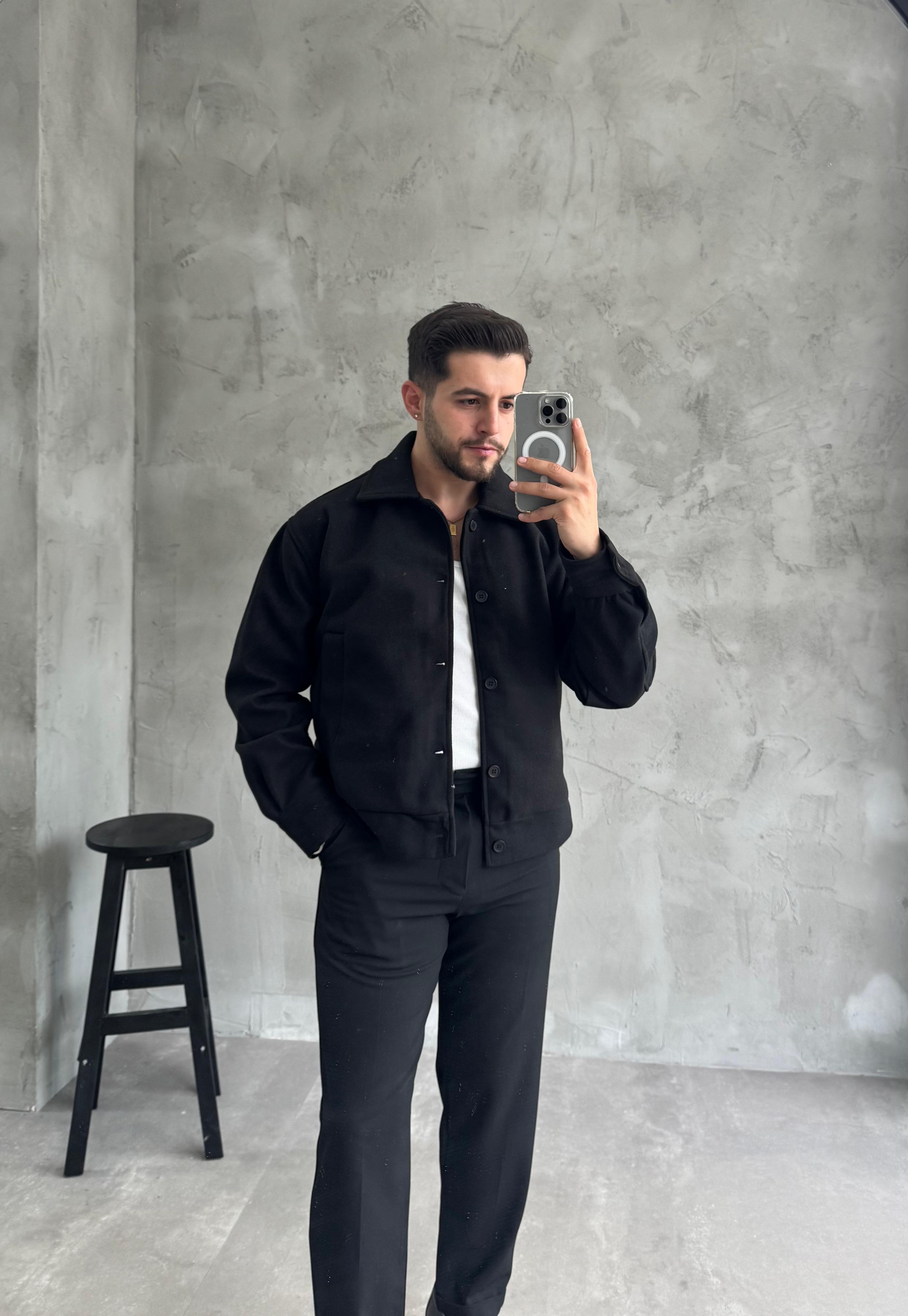 Siyah Premium Kaşe Ceket