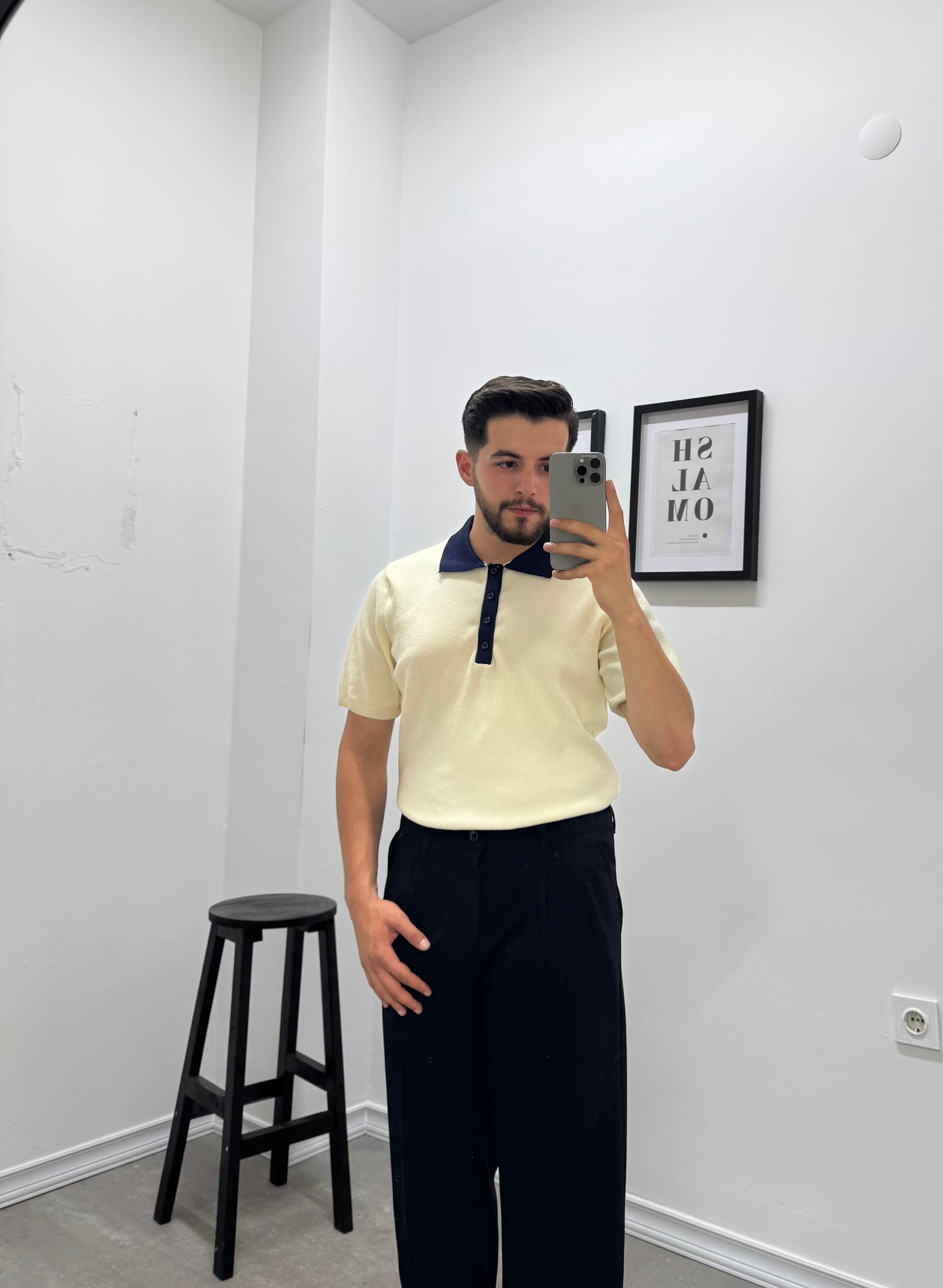 OLD MONEY POLO YAKA TRİKO - KREM