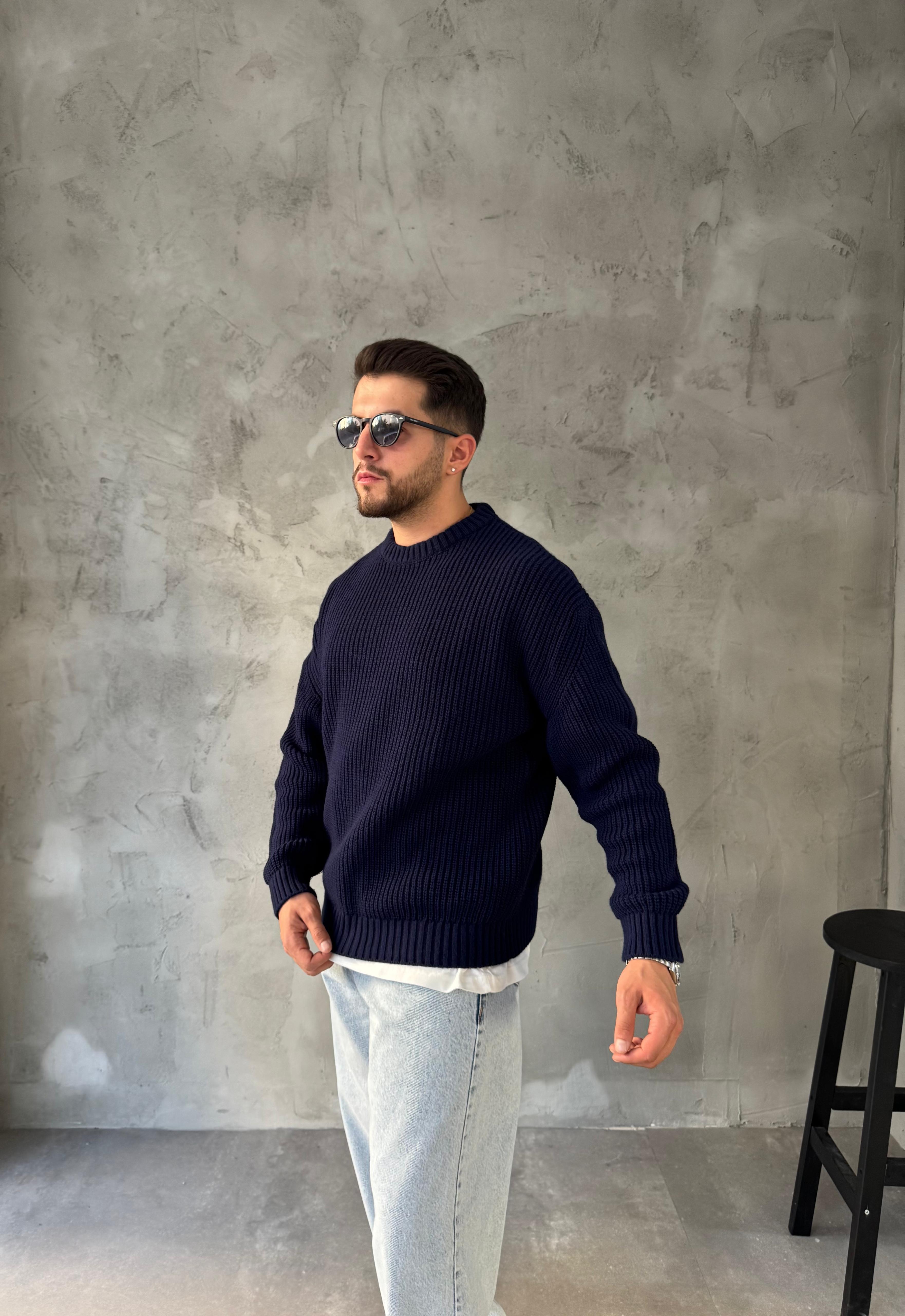 Lacivert Basic Triko Kazak