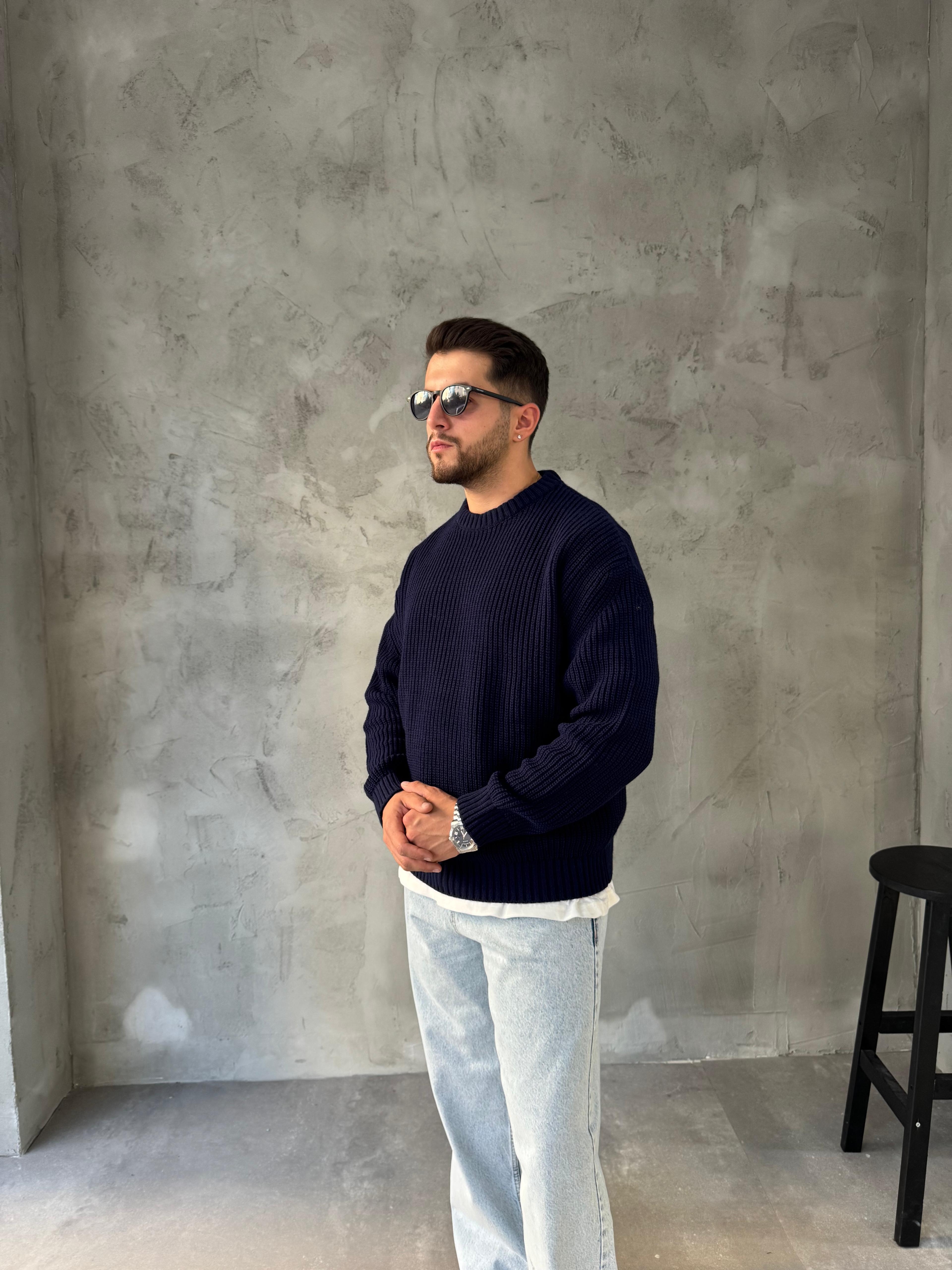 Lacivert Basic Triko Kazak