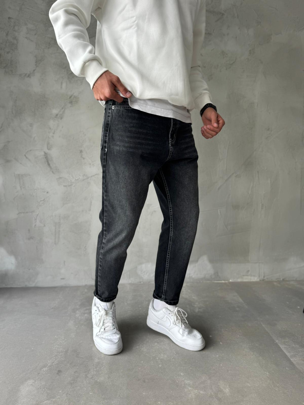 Antrasit Dikiş Detaylı Boyfriend Jean