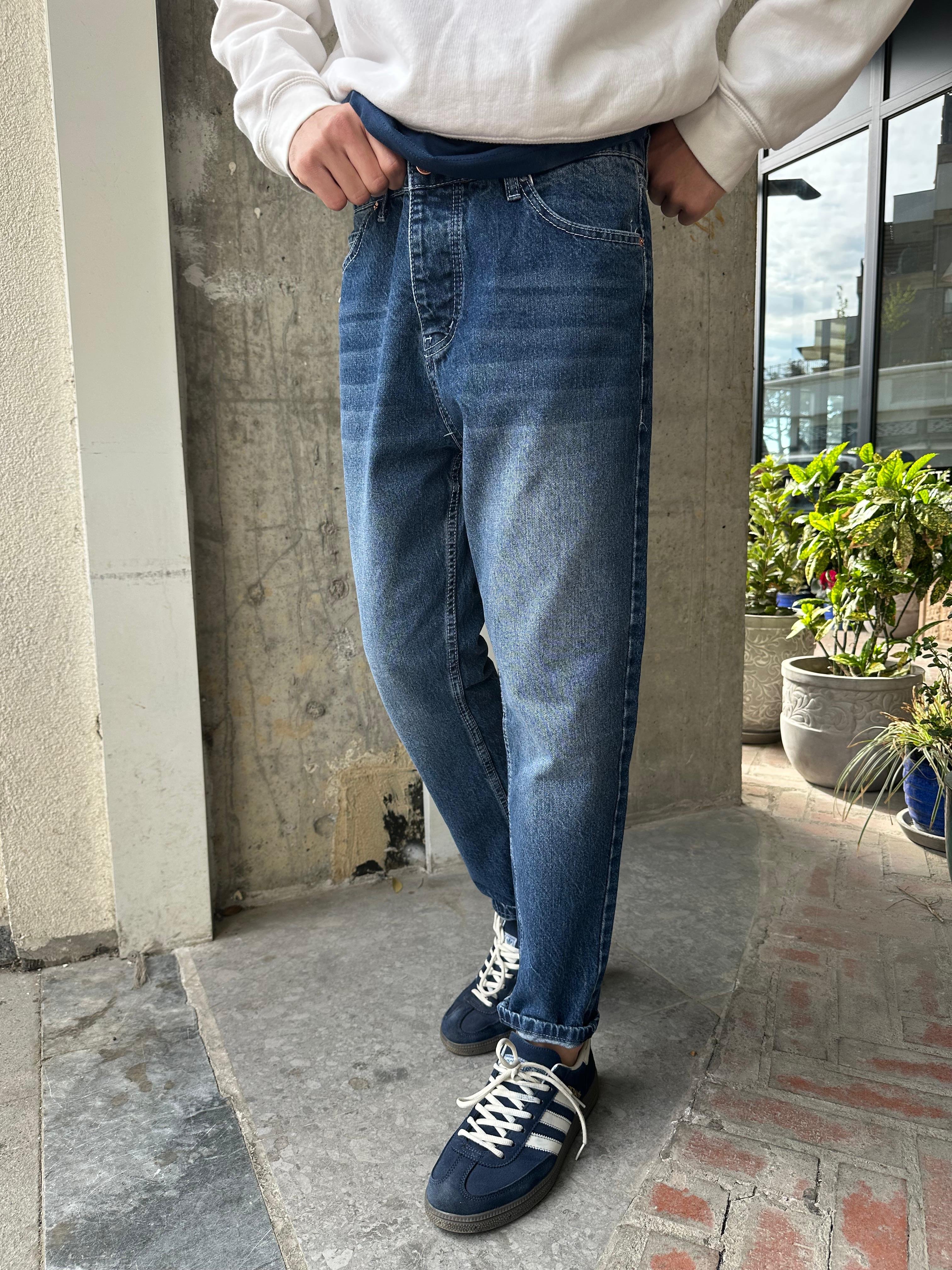 MAVİ EFEKTLİ BOYFRİEN JEAN - MAVİ
