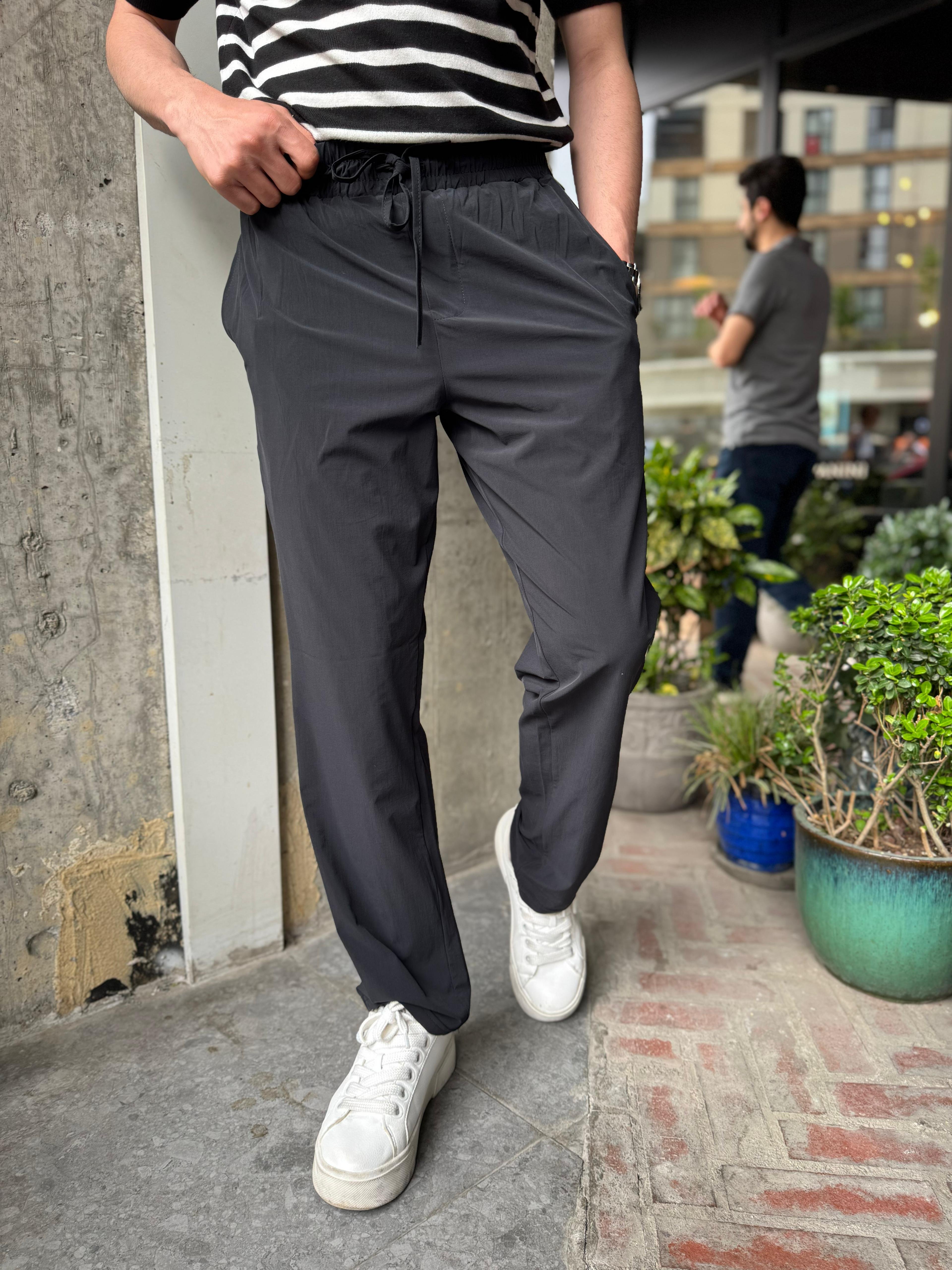 PARAŞÜT KUMAŞ İNCE JOGGER  - SİYAH