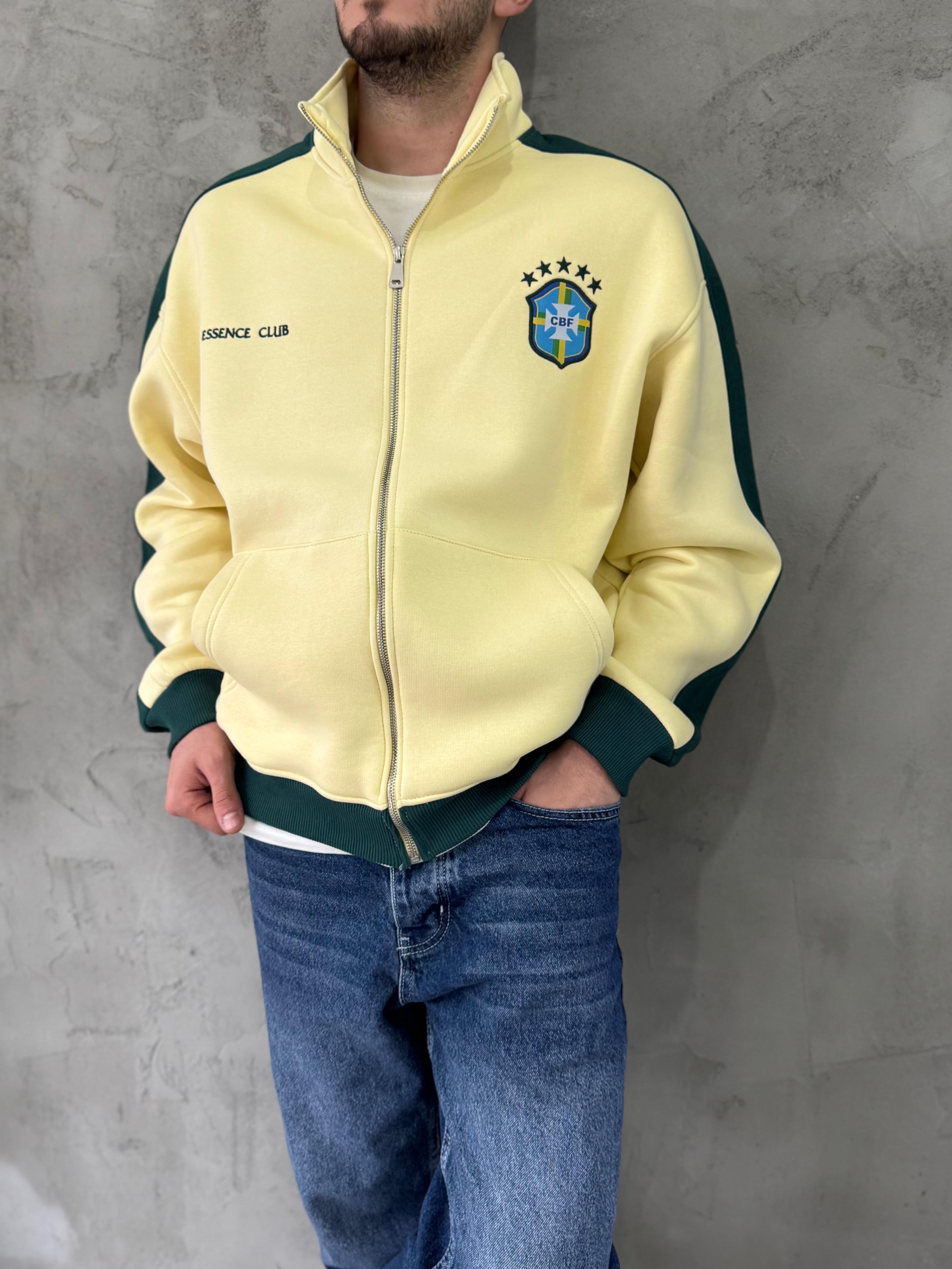 Retro Brasil Fermuarlı Oversize Sweatshirt