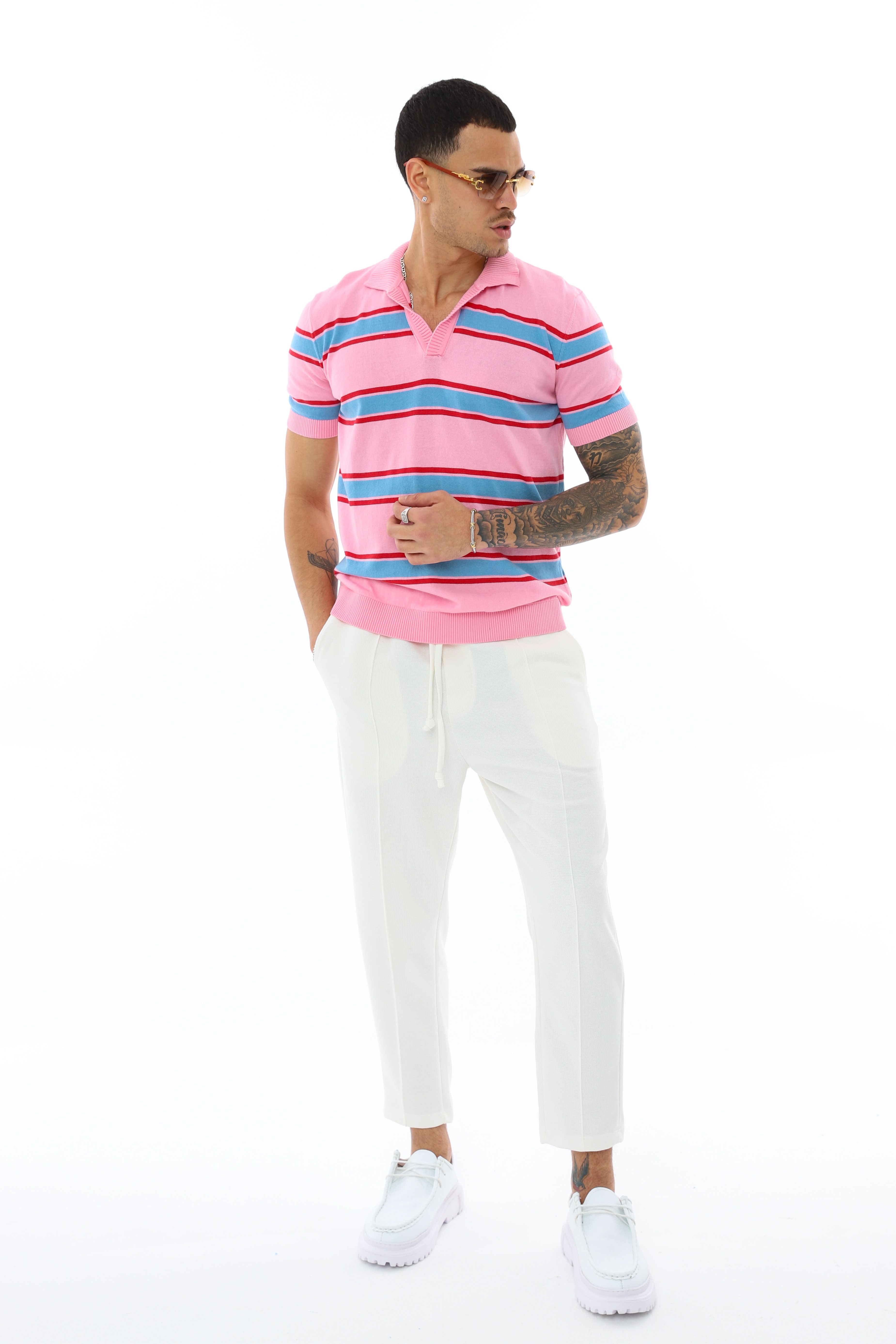 POLO YAKA TRİKO T-SHIRT - PEMBE