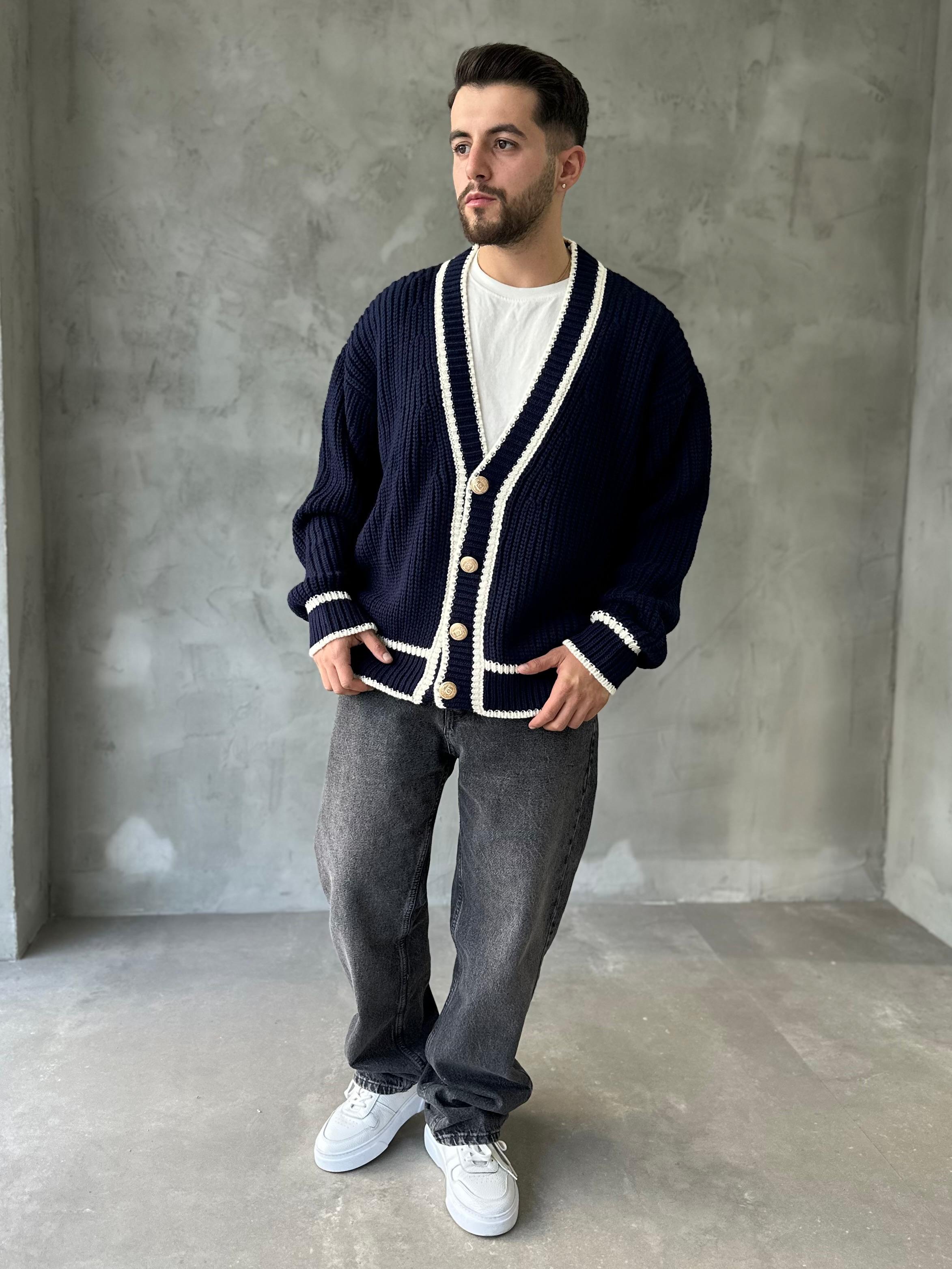 Giesto Özel Seri Old Money Lacivert Örme Hırka