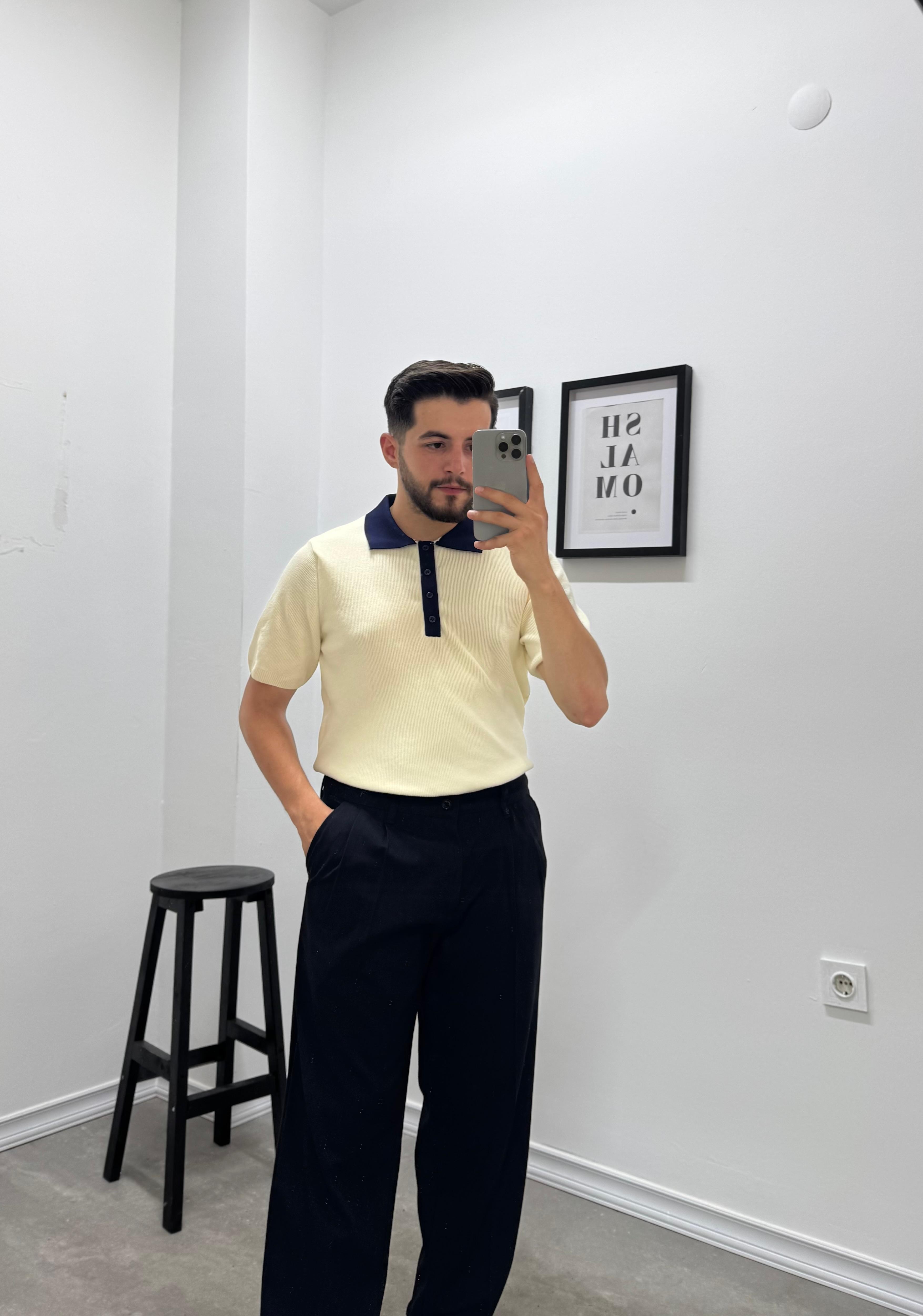 OLD MONEY POLO YAKA TRİKO - KREM