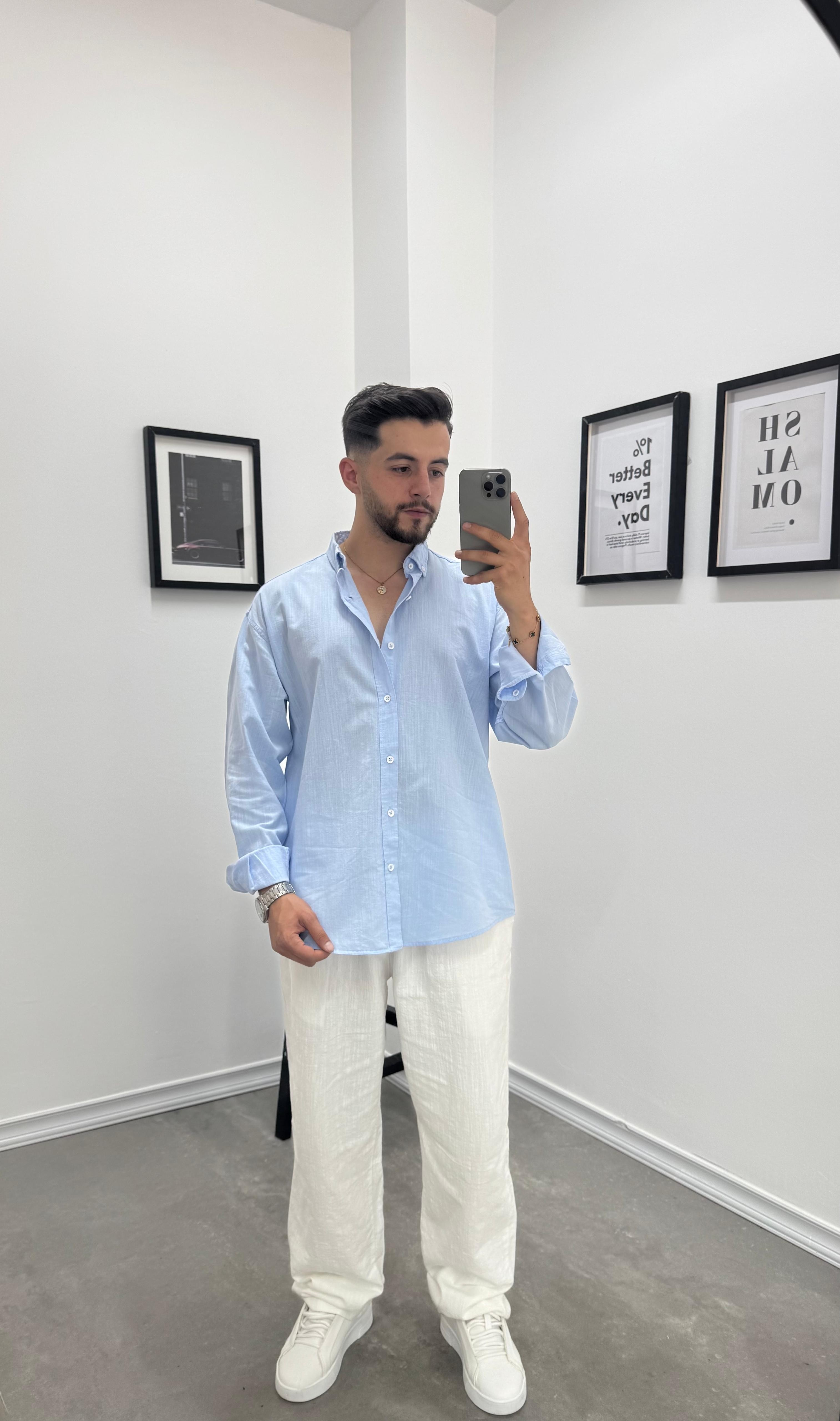 FRESH KETEN GÖMLEK  - BEBE MAVİ