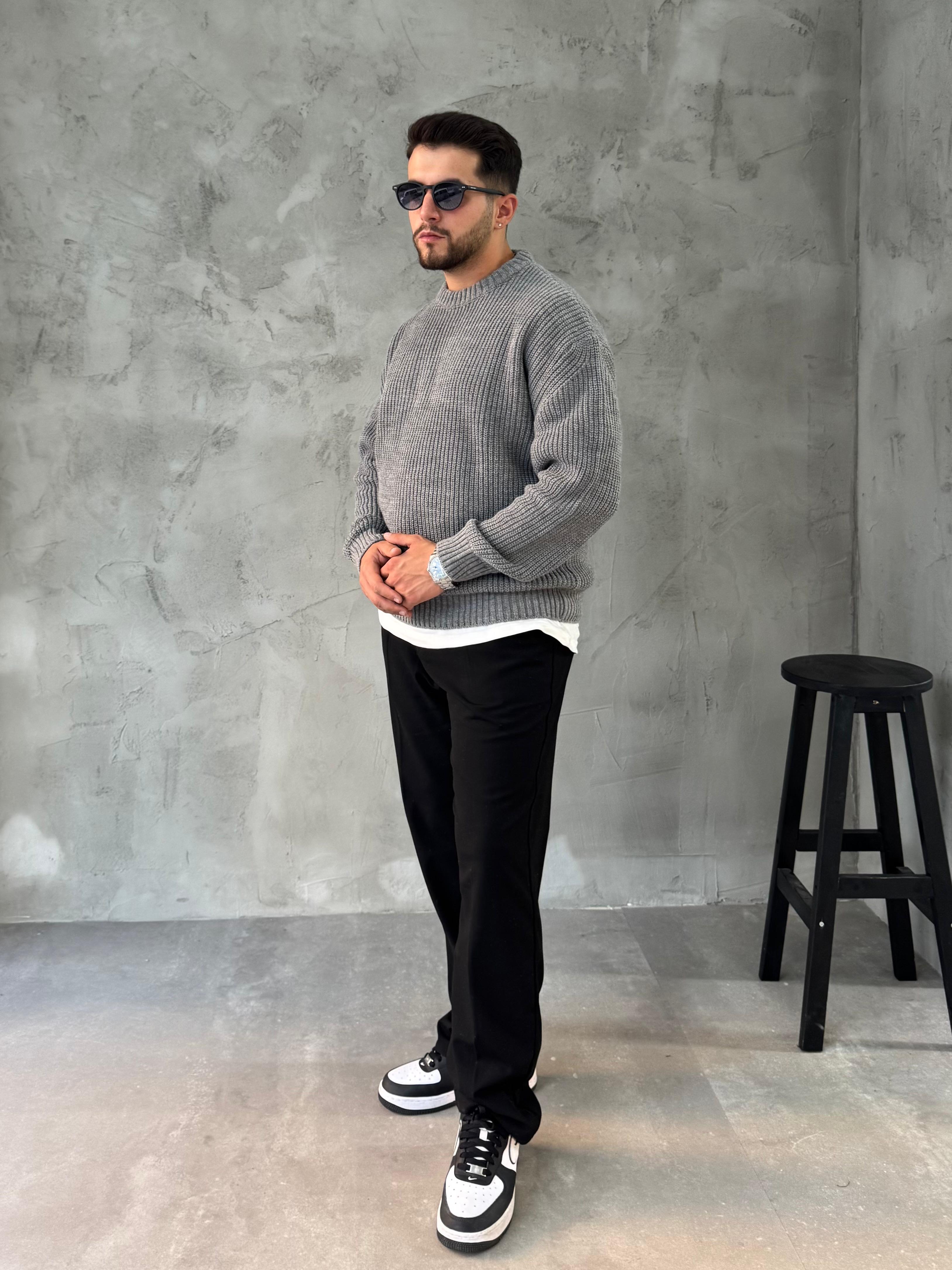 Gri Basic Triko Kazak