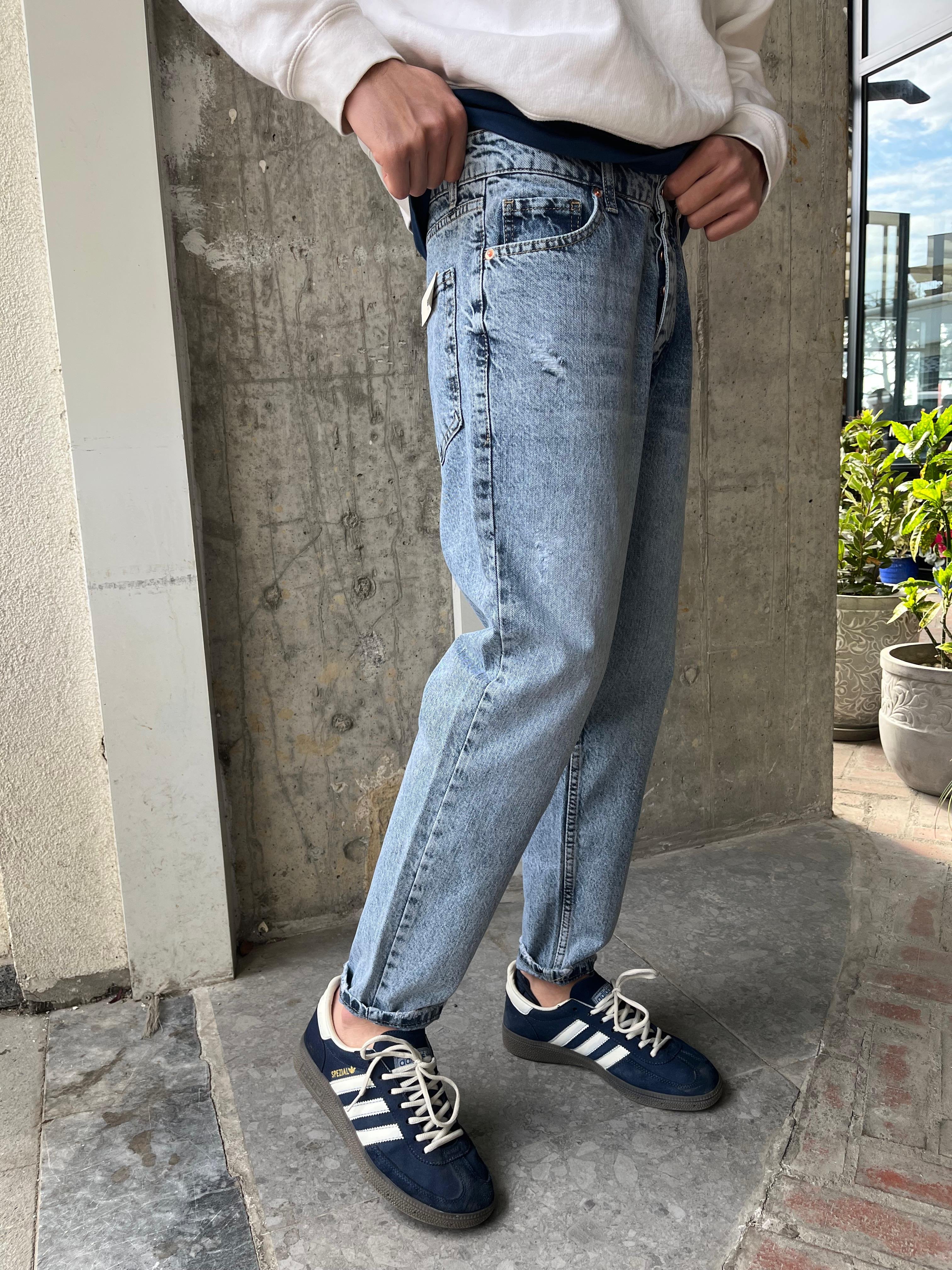 MAVİ TAŞLANMIŞ BOYFRİEN JEAN - MAVİ