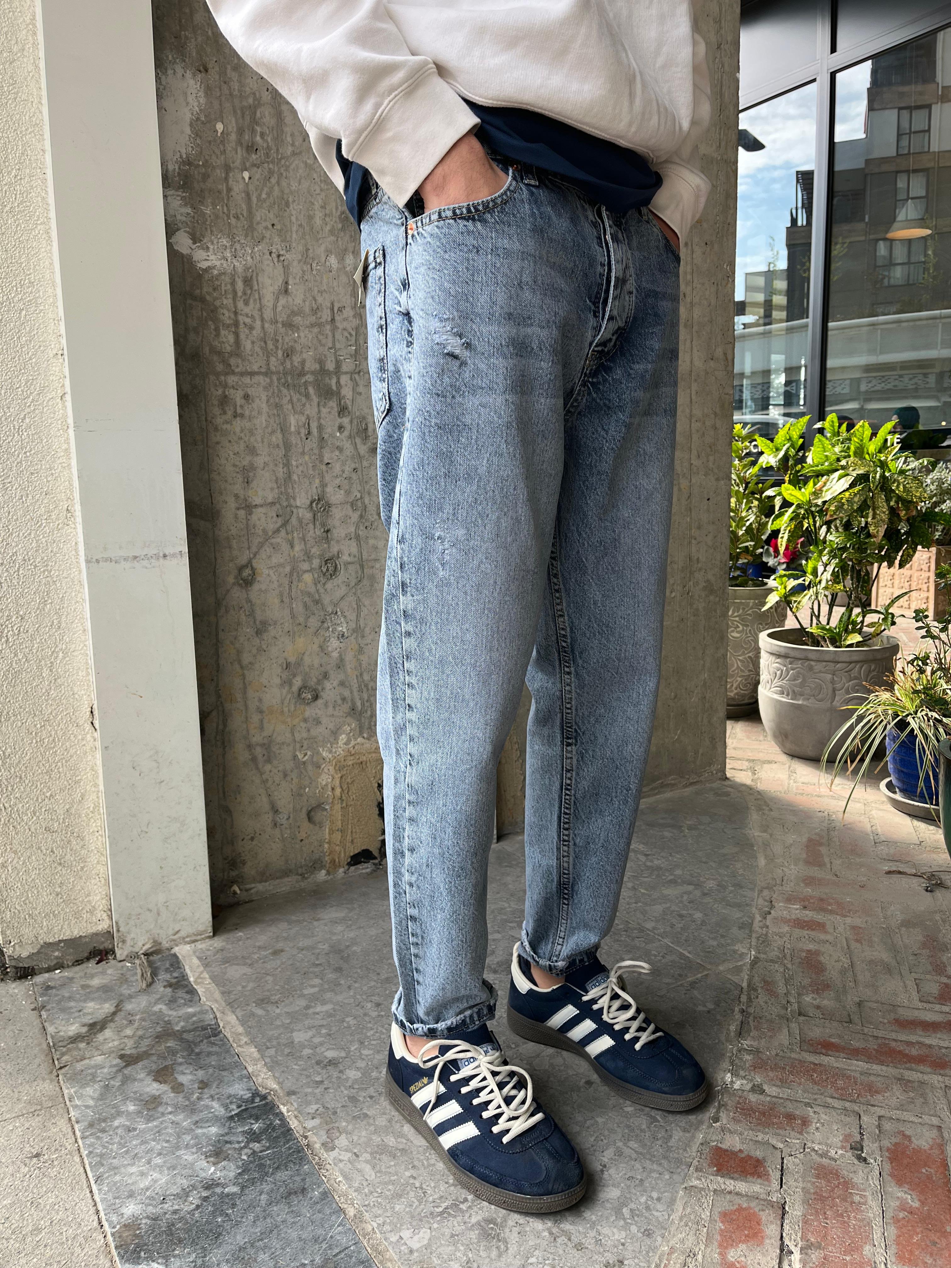 MAVİ TAŞLANMIŞ BOYFRİEN JEAN - MAVİ