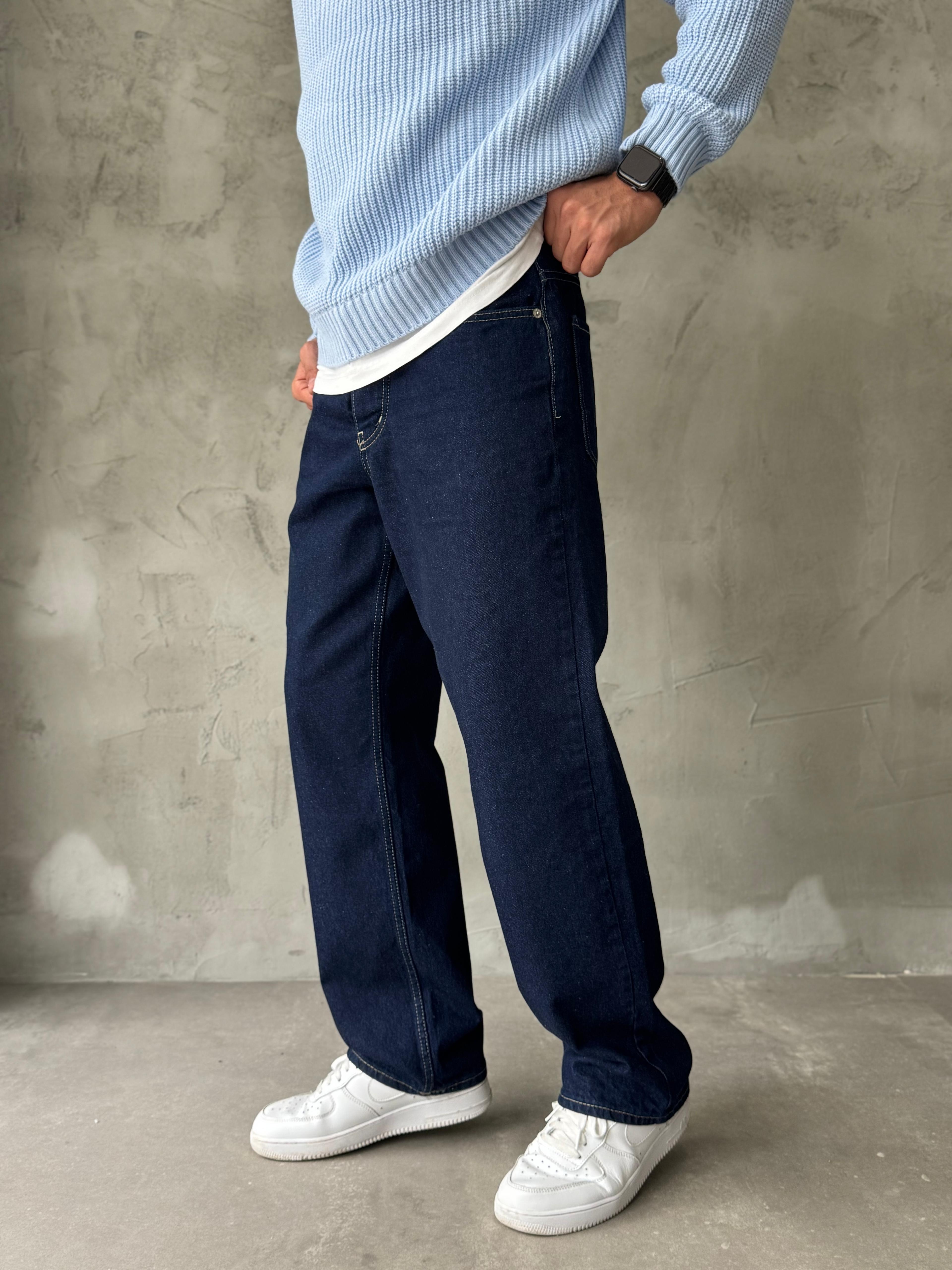 Lacivert Basic Premium Baggy Jean