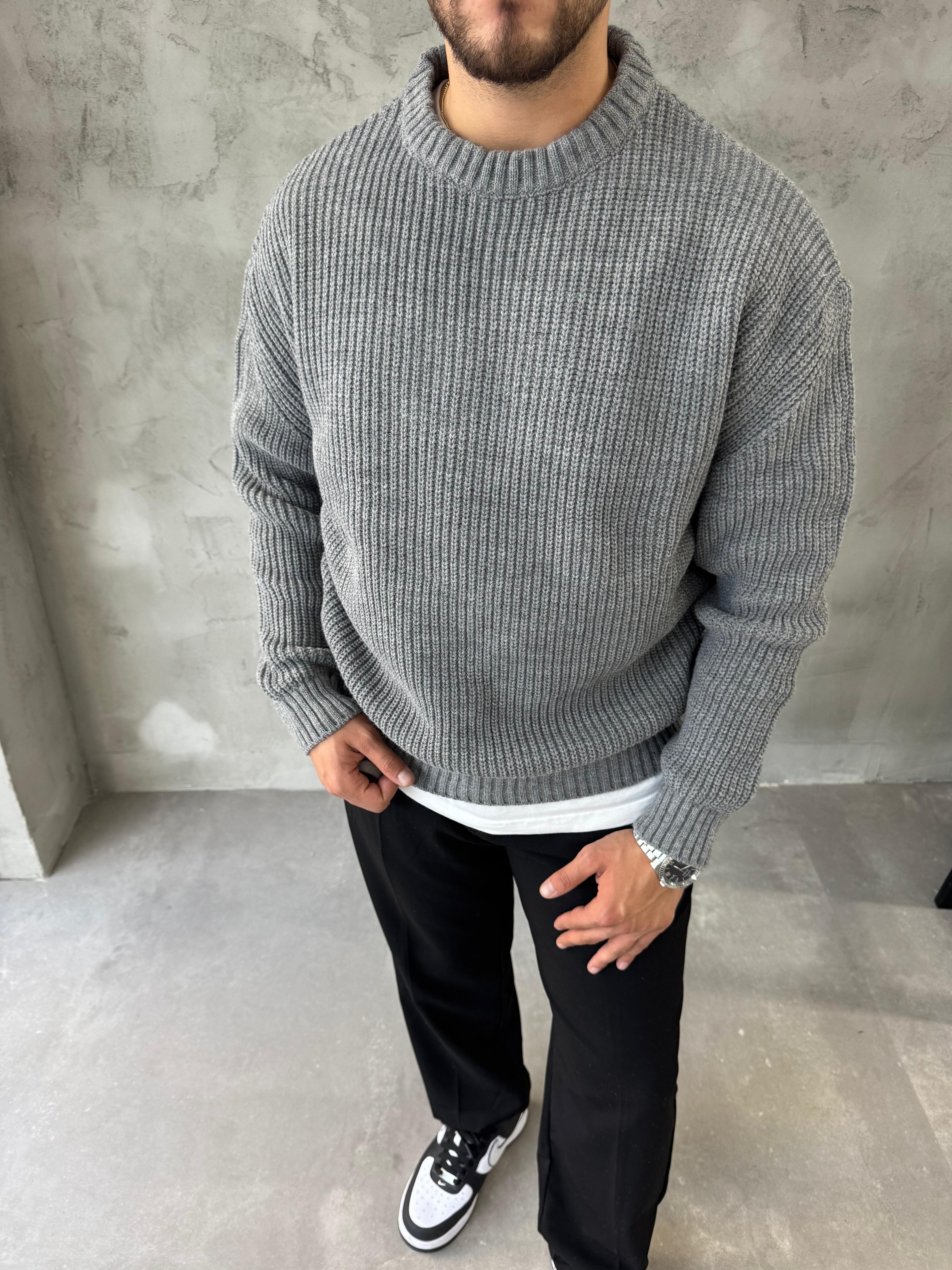 Gri Basic Triko Kazak