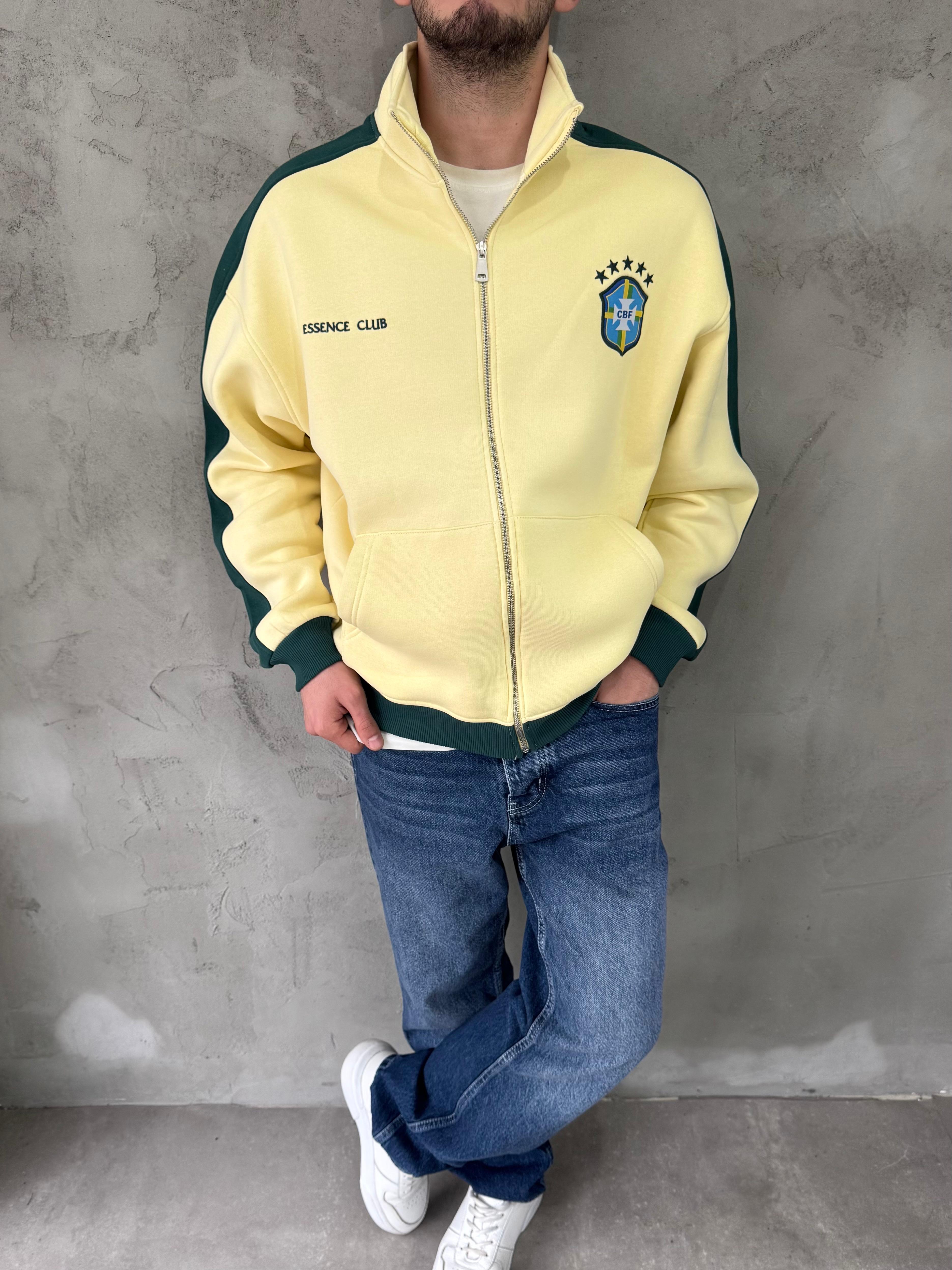 Retro Brasil Fermuarlı Oversize Sweatshirt