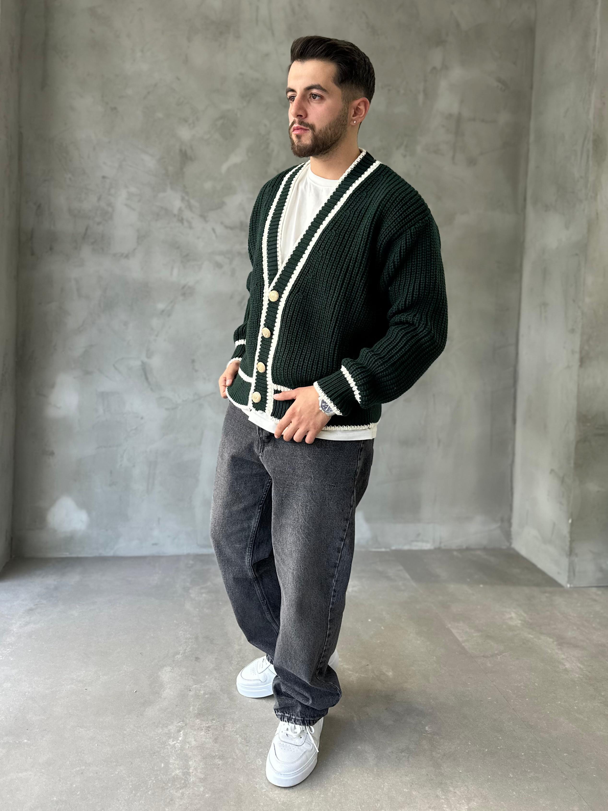 Giesto Özel Seri Old Money Haki Örme Hırka