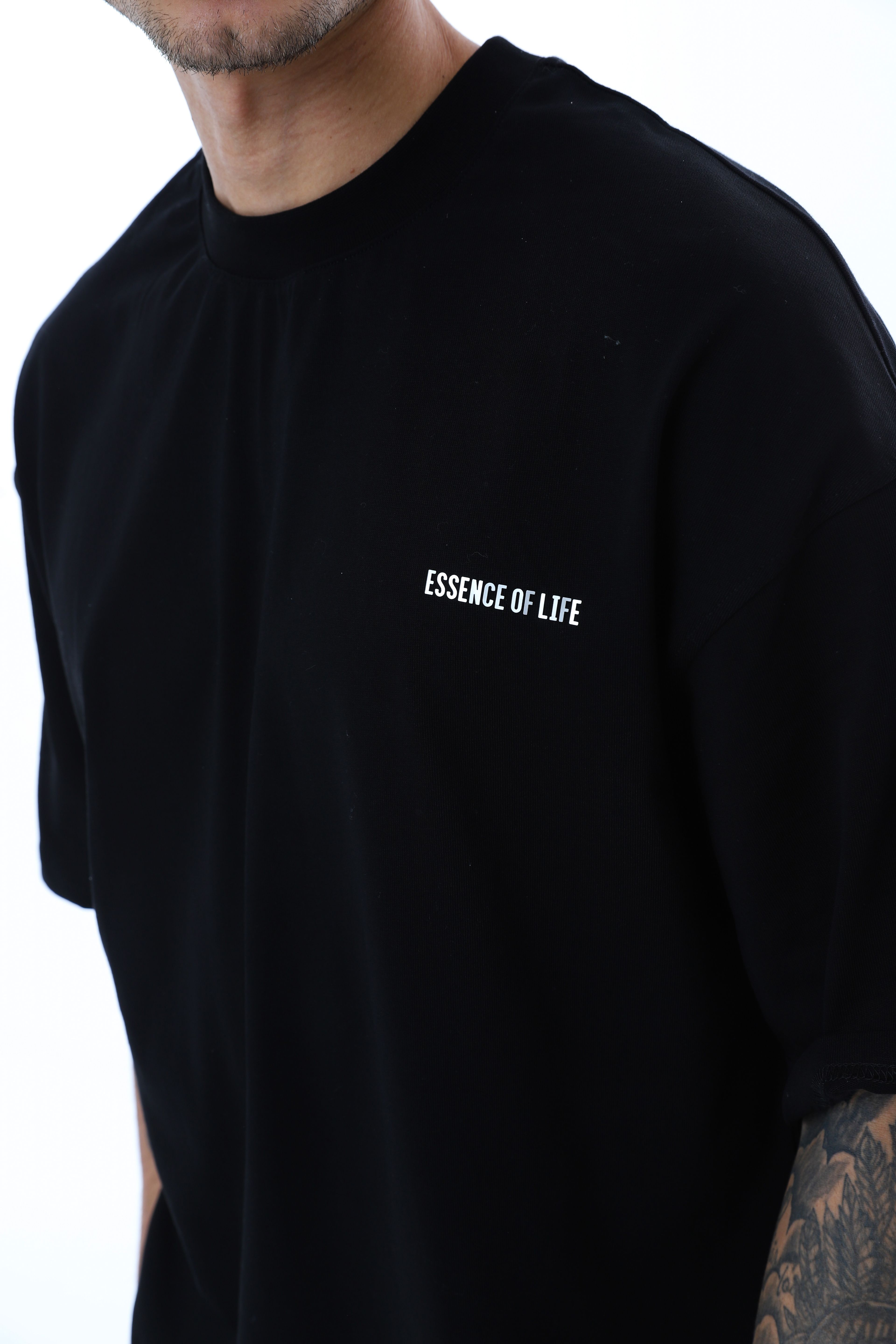 OVERSIZE ÖN BASKILI T-SHIRT - SİYAH