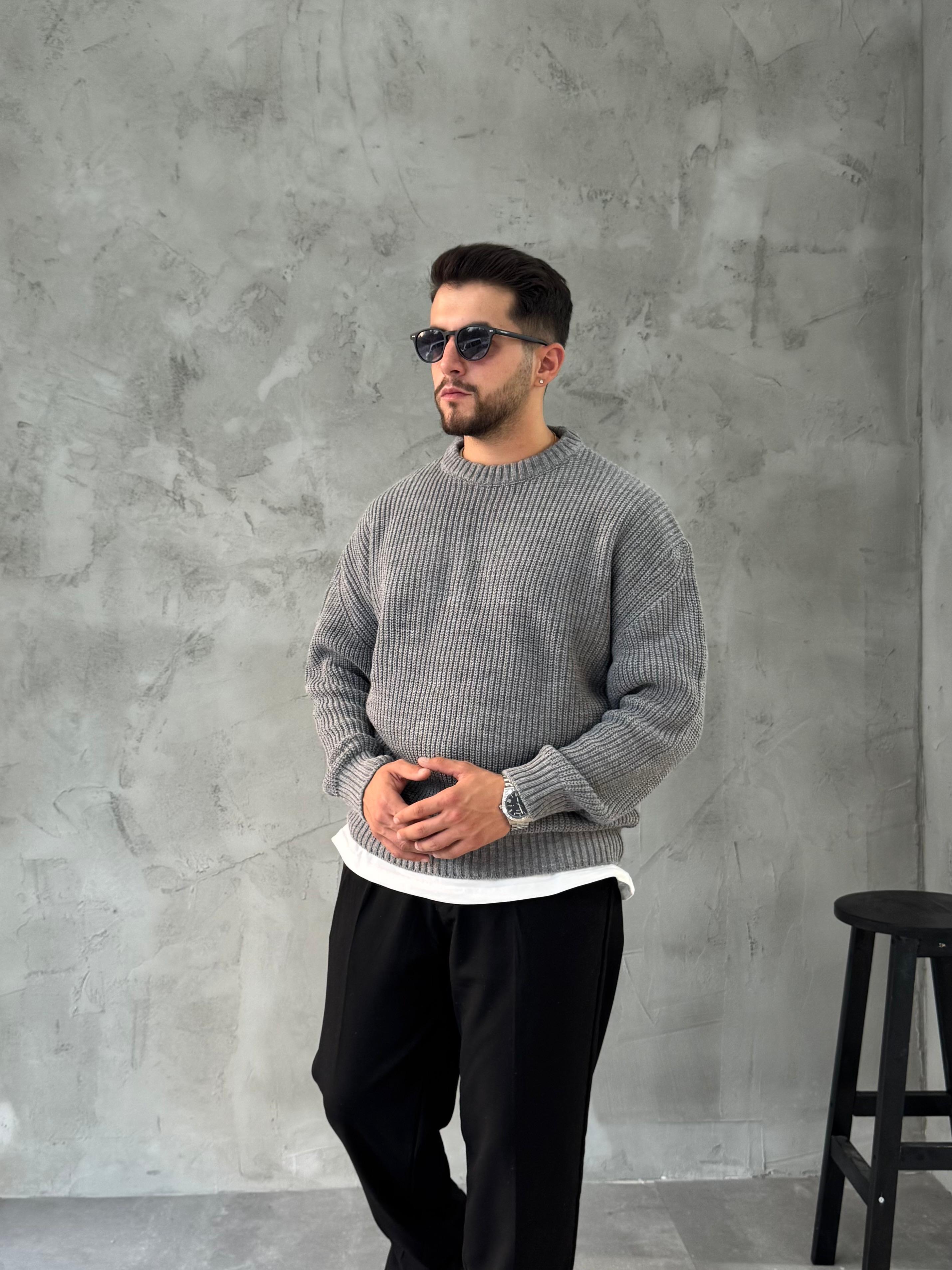 Gri Basic Triko Kazak