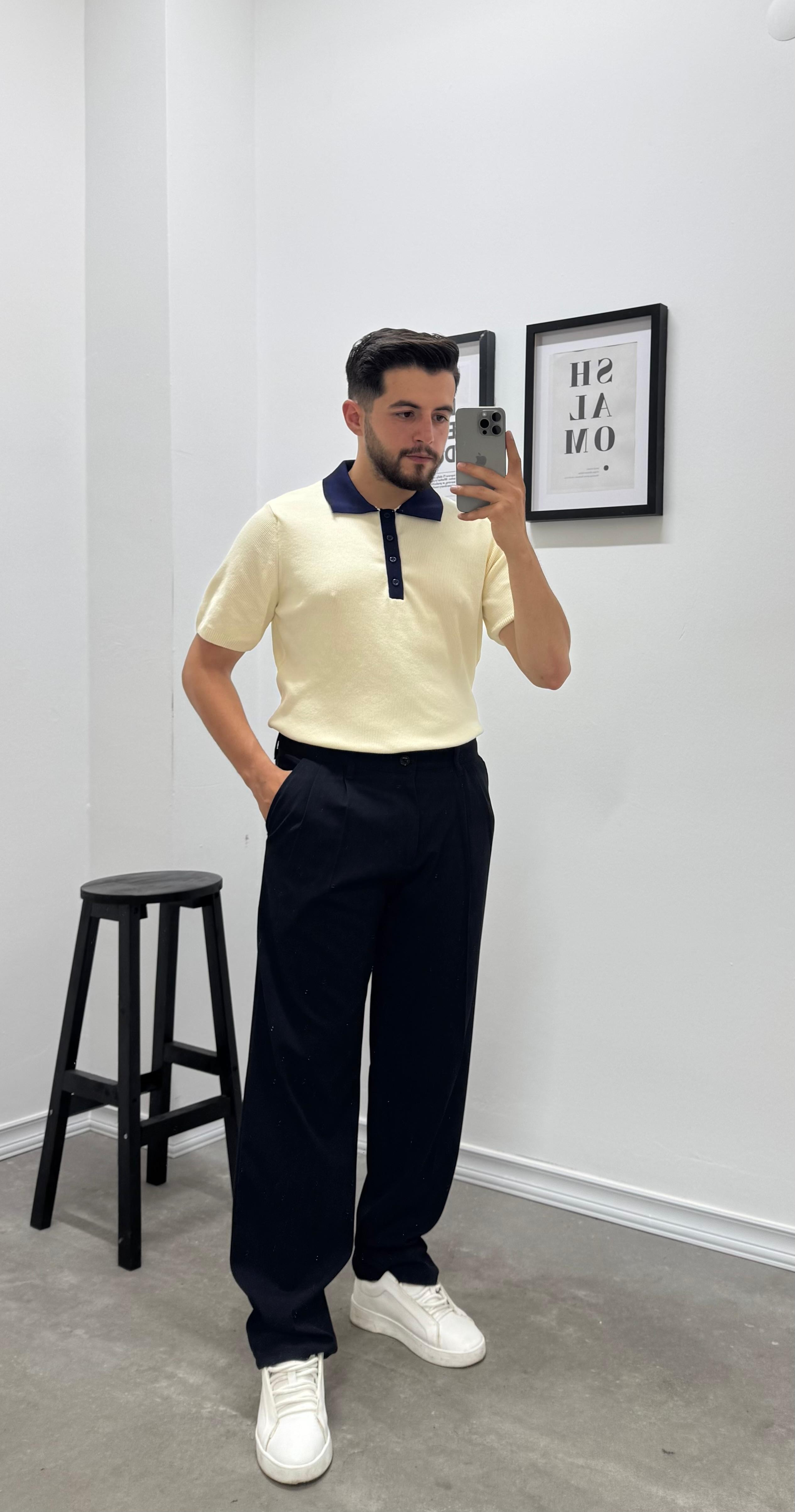 OLD MONEY POLO YAKA TRİKO - KREM