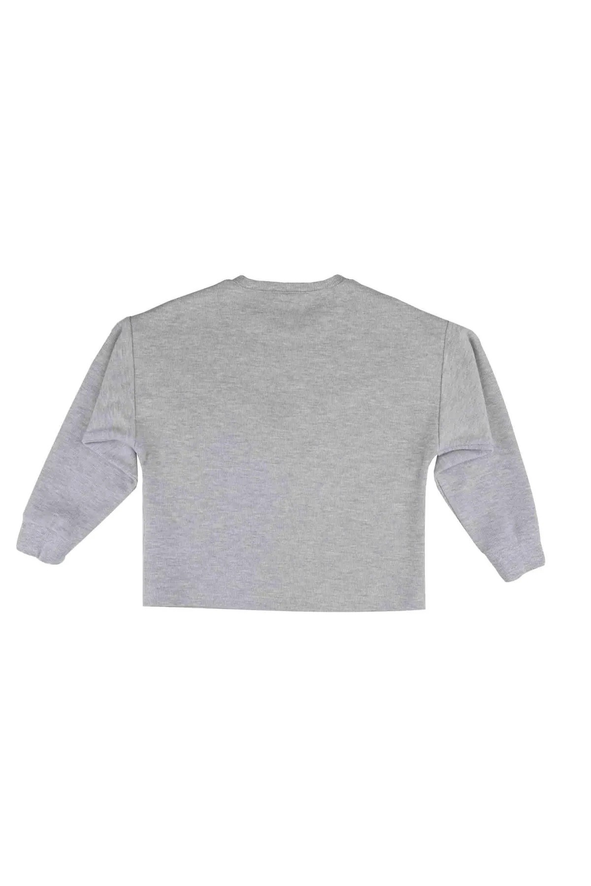 best kids Kız Çocuk Gri Melanj Püskül Detaylı Sweatshirt 1420