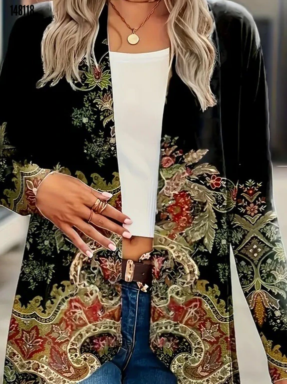 Kadın Desenli Dalgıç Ceket