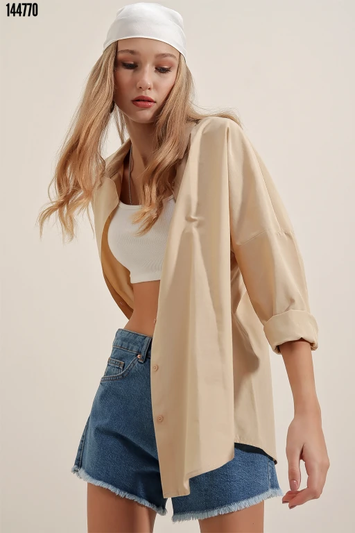 Oversize Uzun Basic Gömlek
