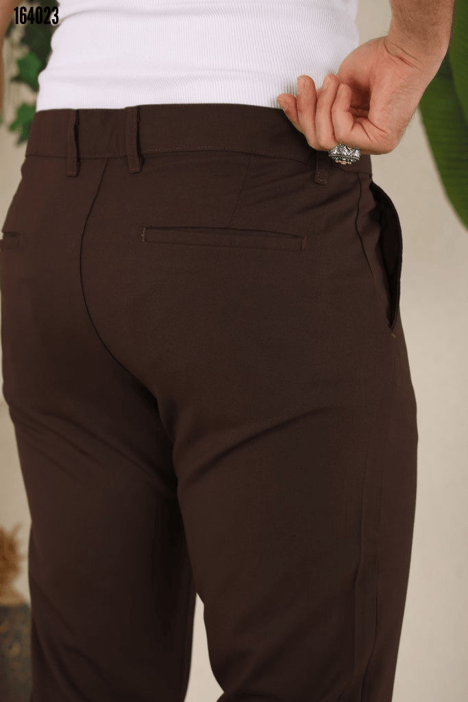 Erkek Slim Fit Likralı Bilek Boy Kumaş Pantolon