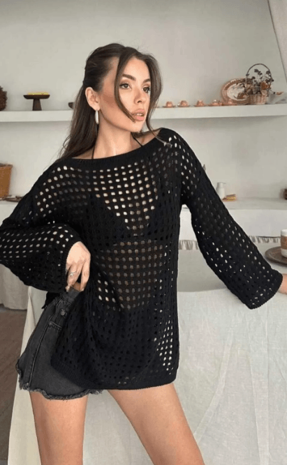 Kayık Yaka Uzun Kollu Rahat Kalıp Tunik