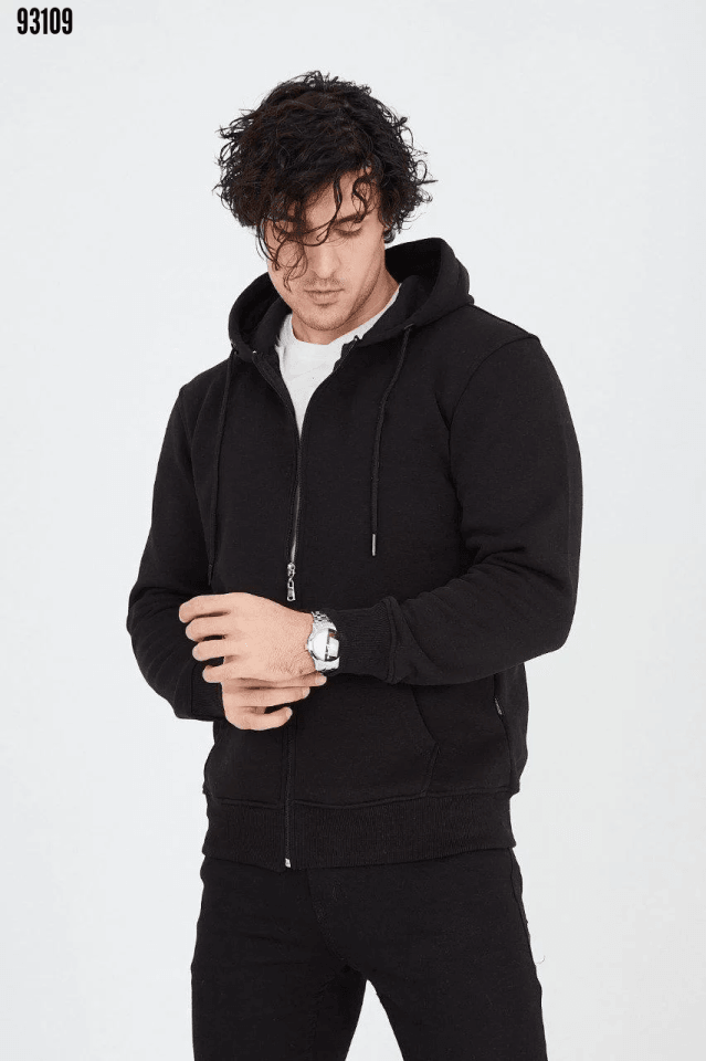 Unisex Tam Fermuarlı Kapşonlu  SweatShirt 