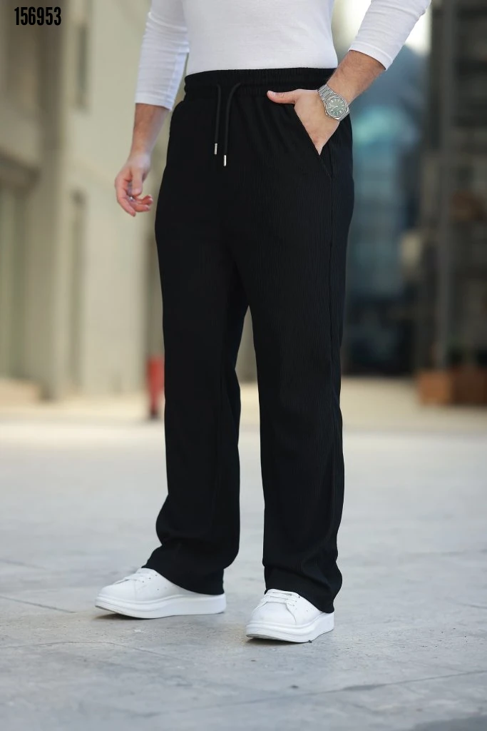Erkek Bağcıklı Pileli Baggy Pantolon