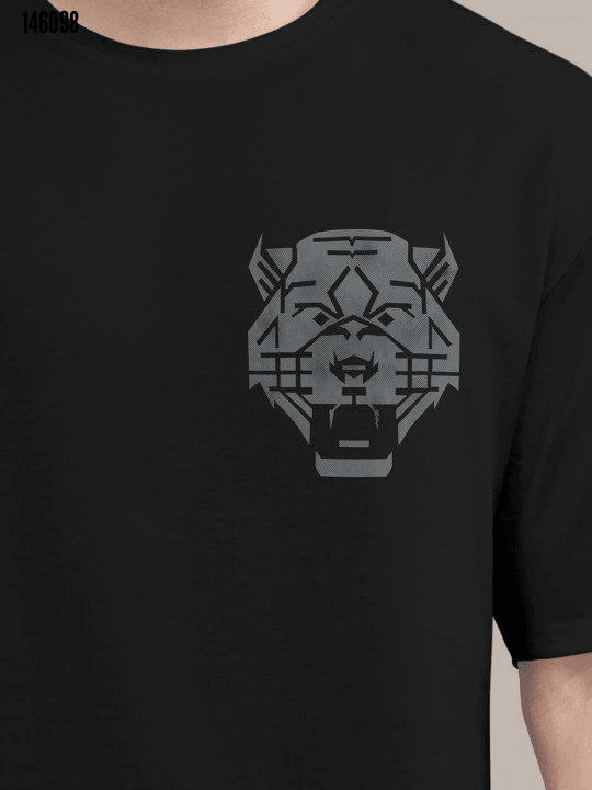 Erkek Baskılı Oversize T-shirt - Siyah