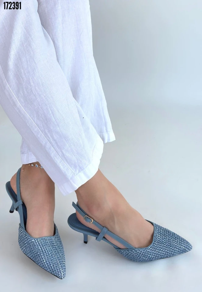 Natti Mavi Cilt Topuklu Ayakkabı