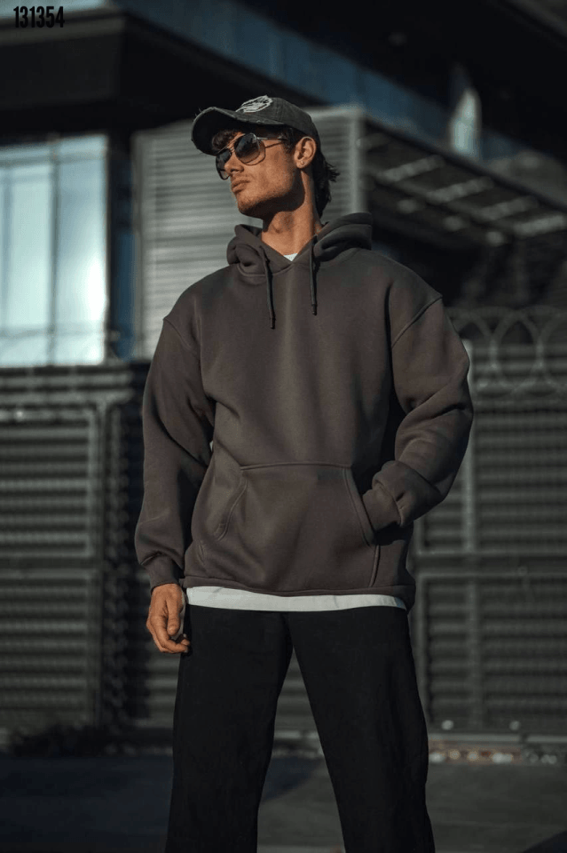 Üç İplik Penye Kapşonlu Basic SweatShirt 
